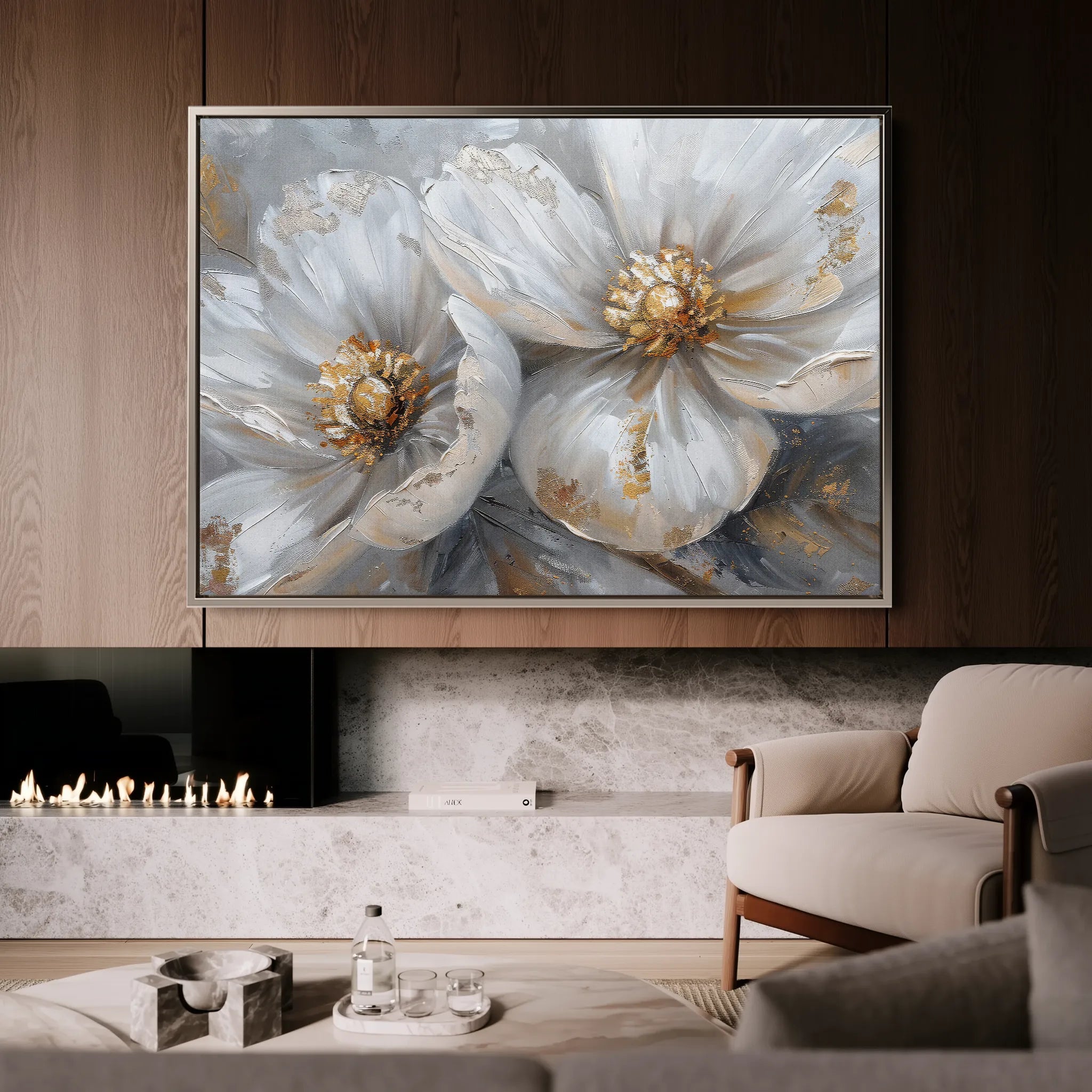 Floral 050 Canvas Art 18" x 24" / 45 x 60 cm / Black