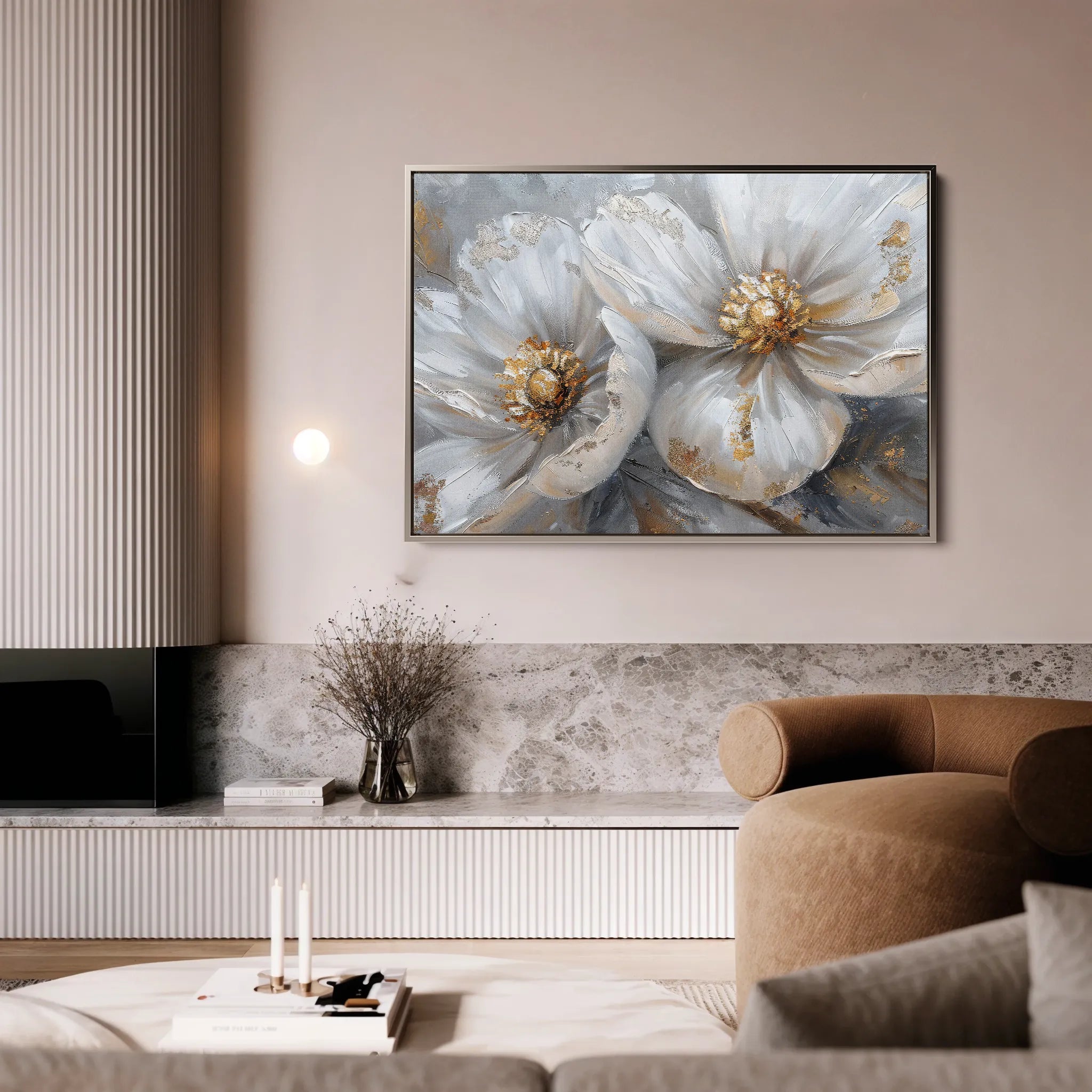Floral 050 Canvas Art 18" x 24" / 45 x 60 cm / Black