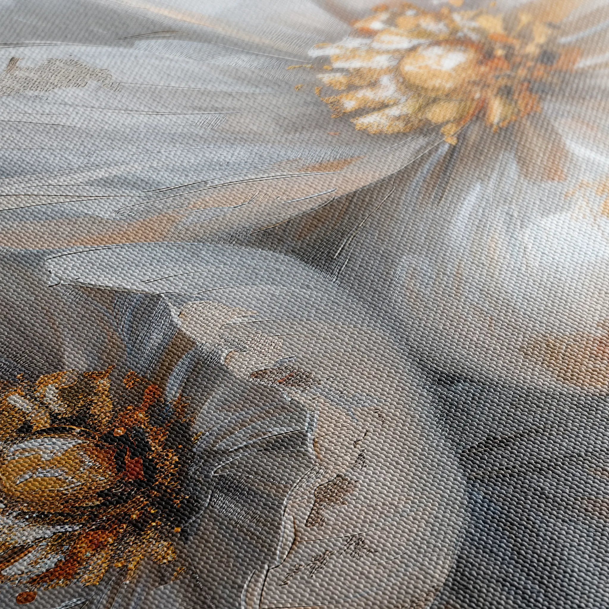 Floral 050 Canvas Art 18" x 24" / 45 x 60 cm / Black