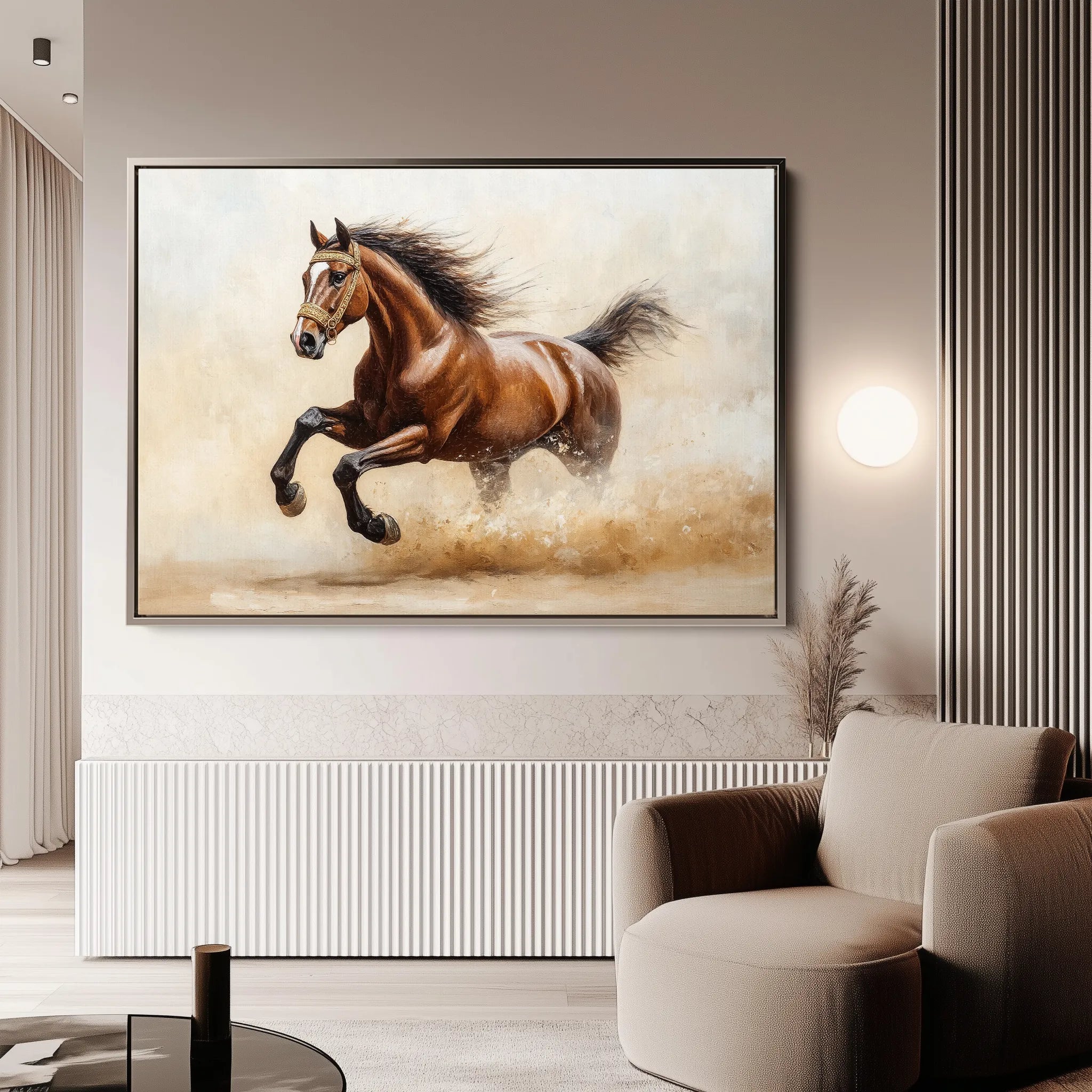 Horses 050 Canvas Art 18" x 24" / 45 x 60 cm / Black