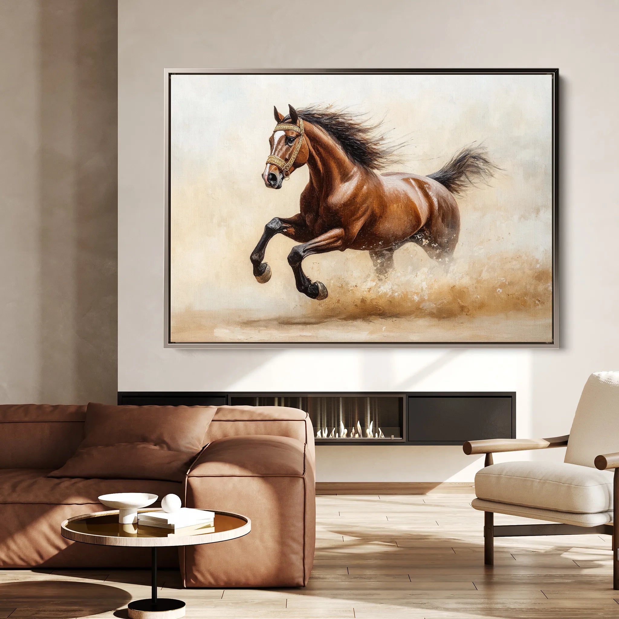 Horses 050 Canvas Art 18" x 24" / 45 x 60 cm / Black