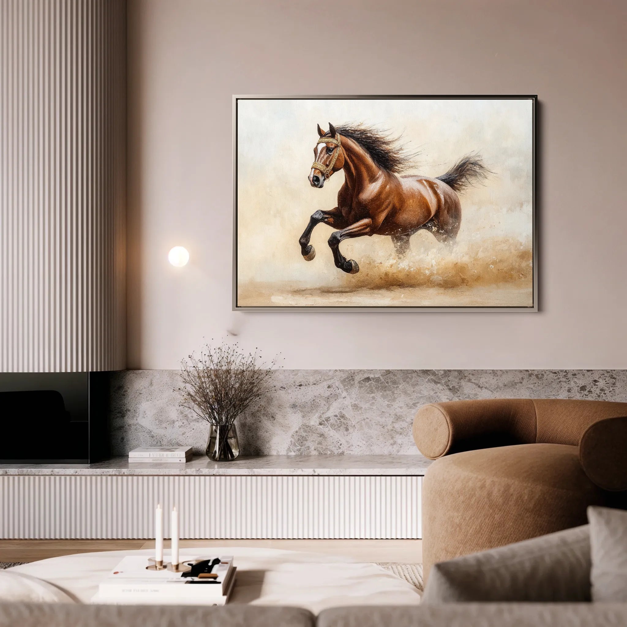 Horses 050 Canvas Art 18" x 24" / 45 x 60 cm / Black