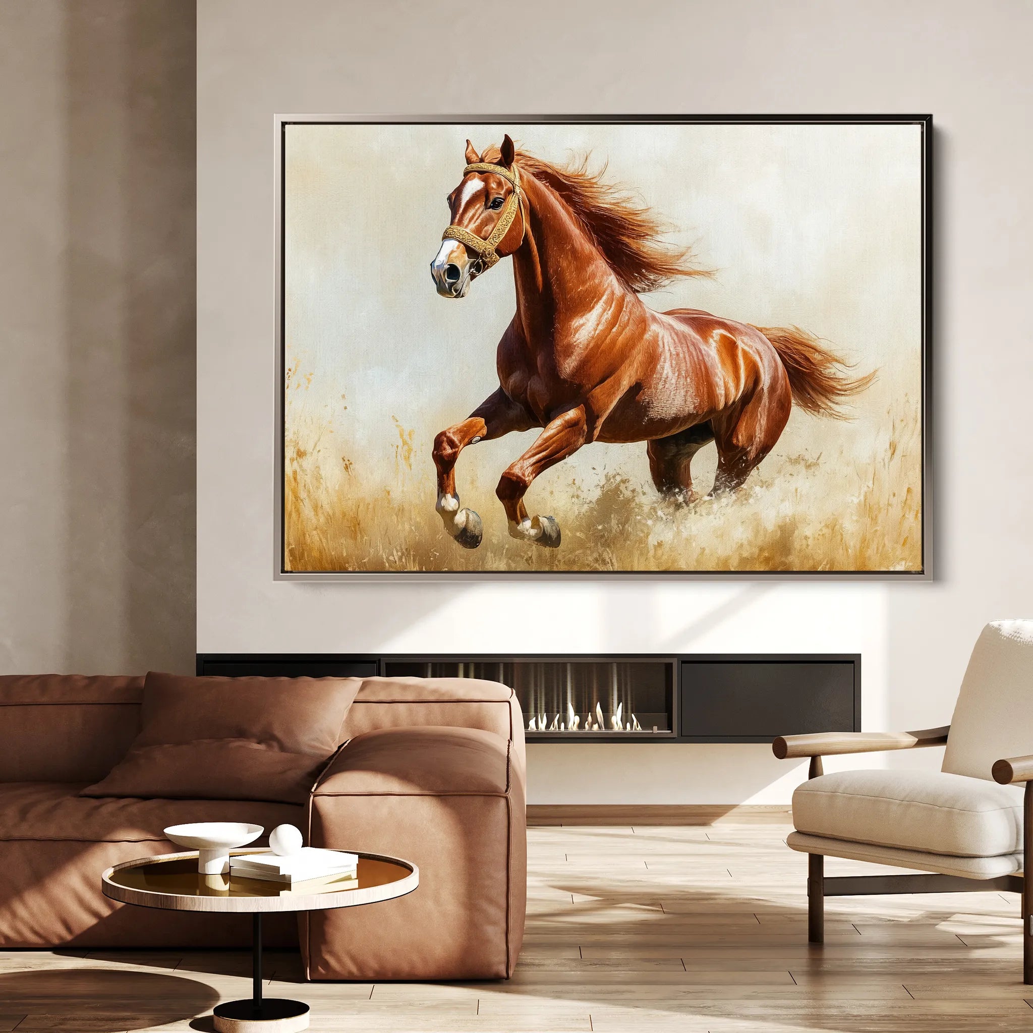 Horses 051 Canvas Art 18" x 24" / 45 x 60 cm / Black