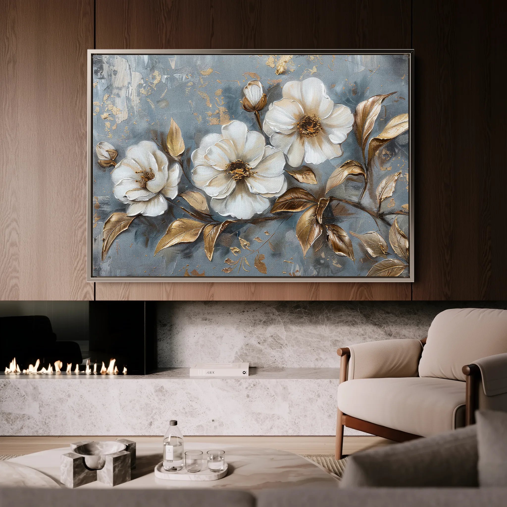 Floral 052 Canvas Art 18" x 24" / 45 x 60 cm / Black