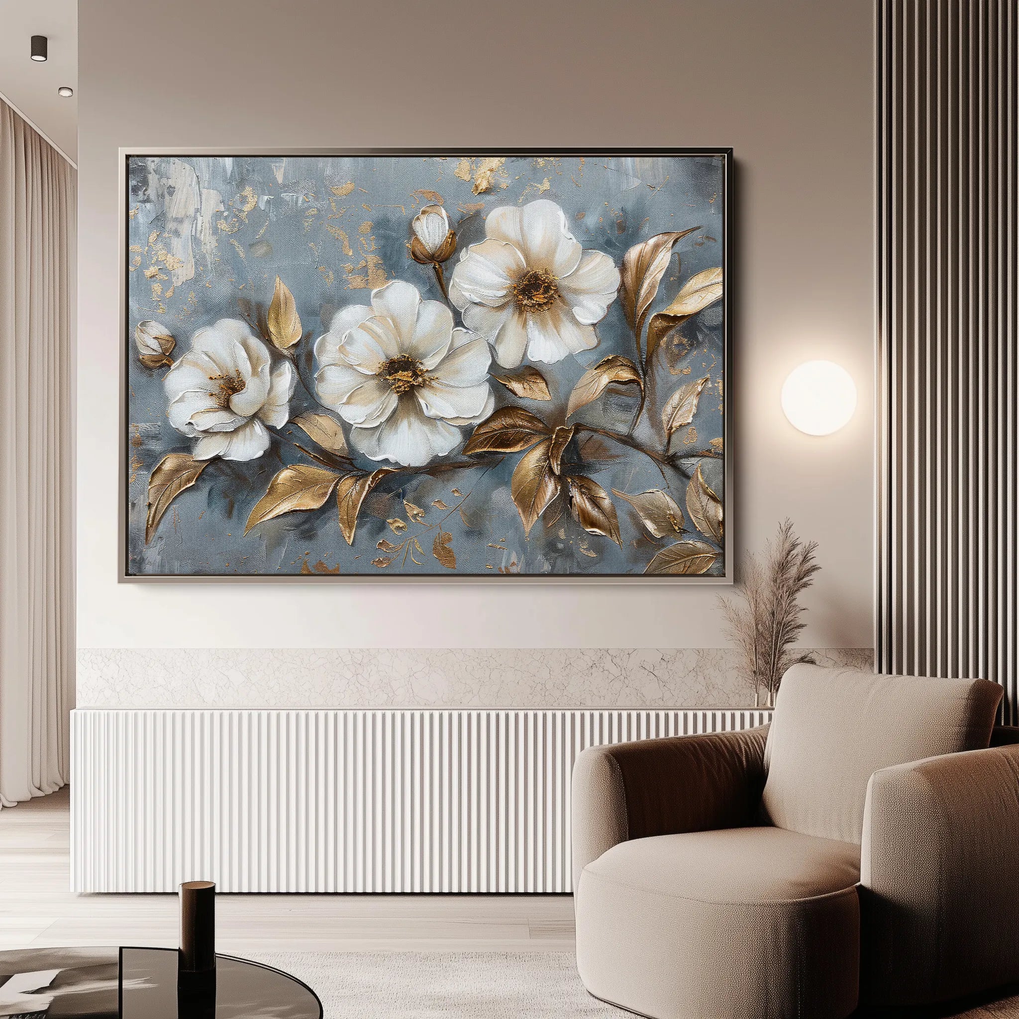 Floral 052 Canvas Art 18" x 24" / 45 x 60 cm / Black