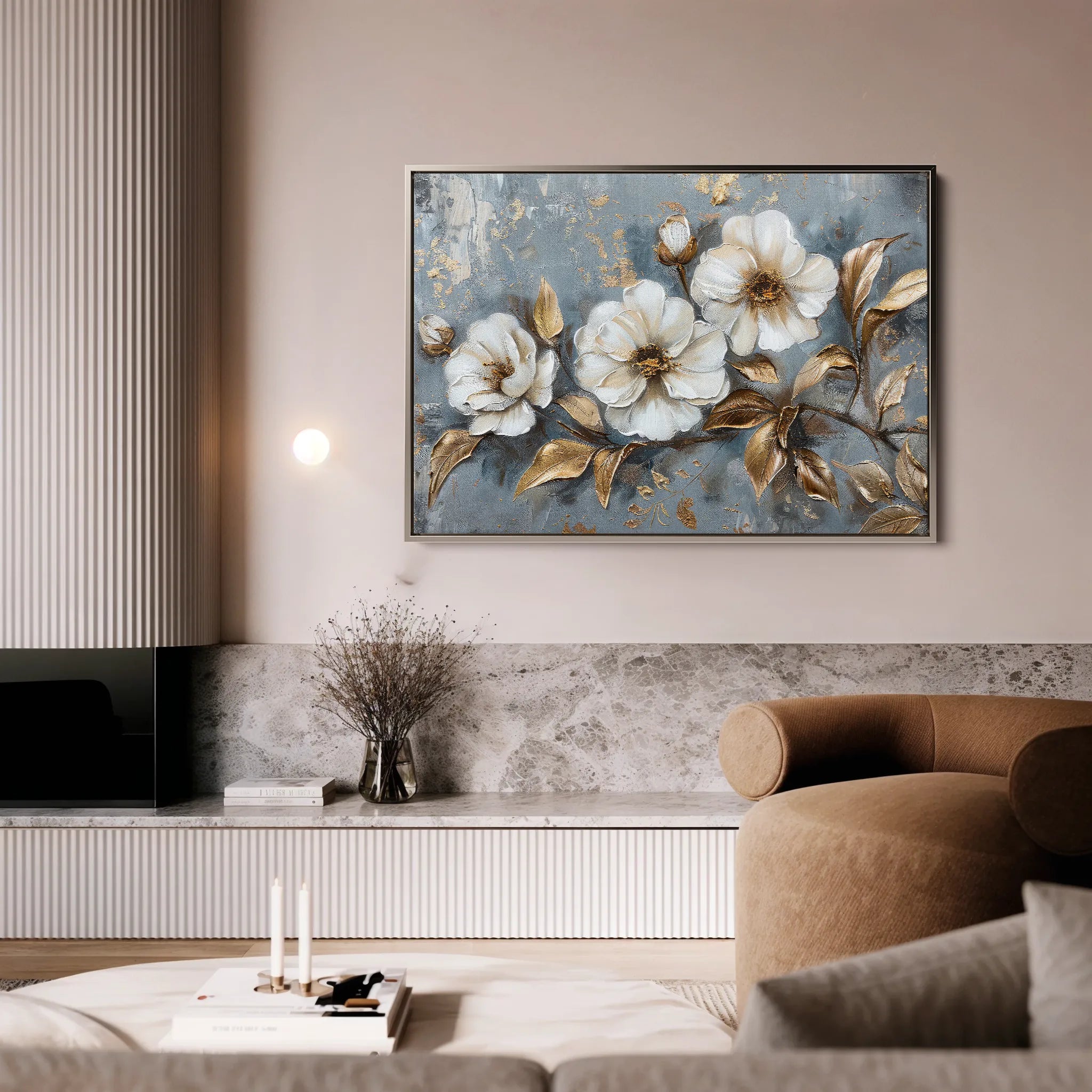 Floral 052 Canvas Art 18" x 24" / 45 x 60 cm / Black