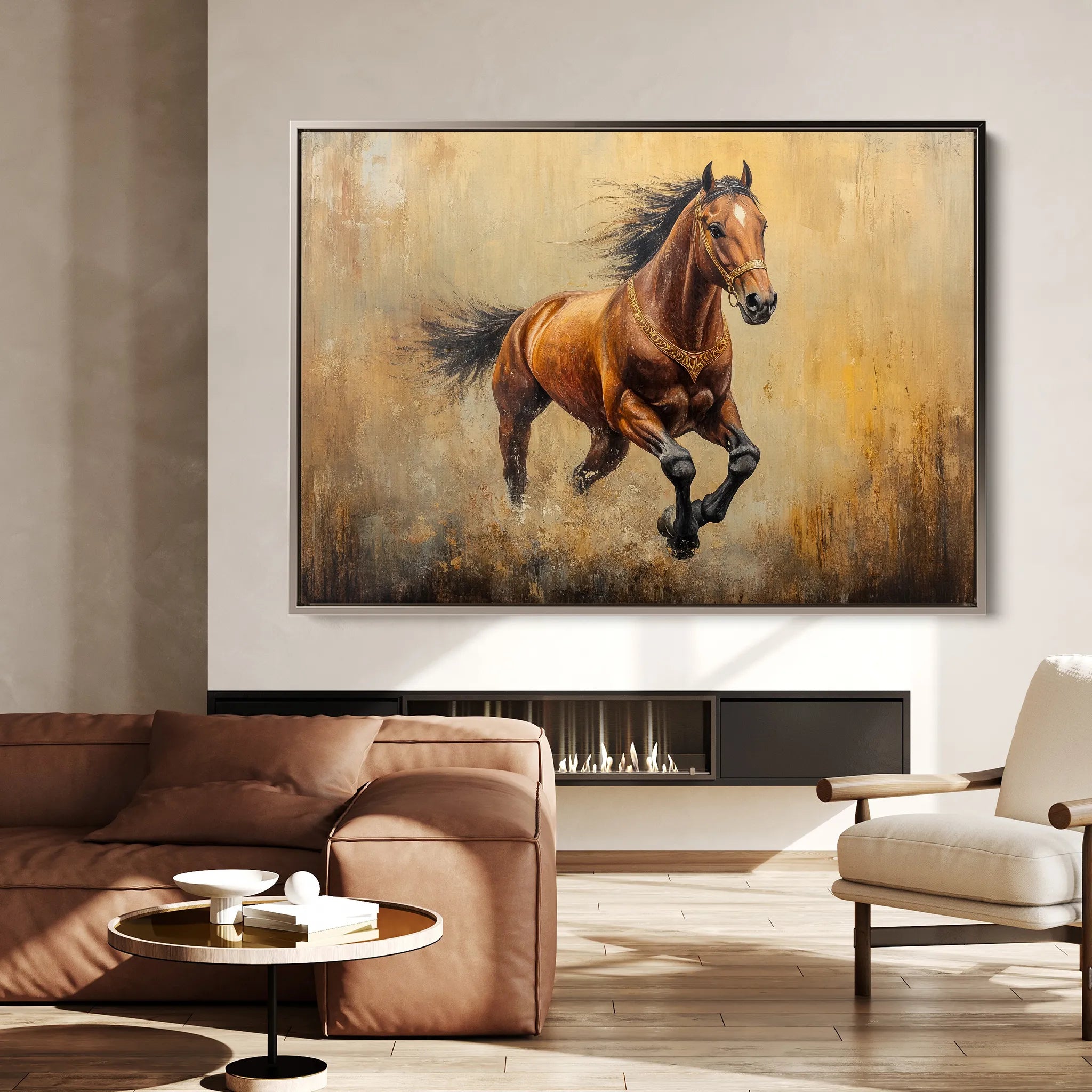 Horses 052 Canvas Art 18" x 24" / 45 x 60 cm / Black
