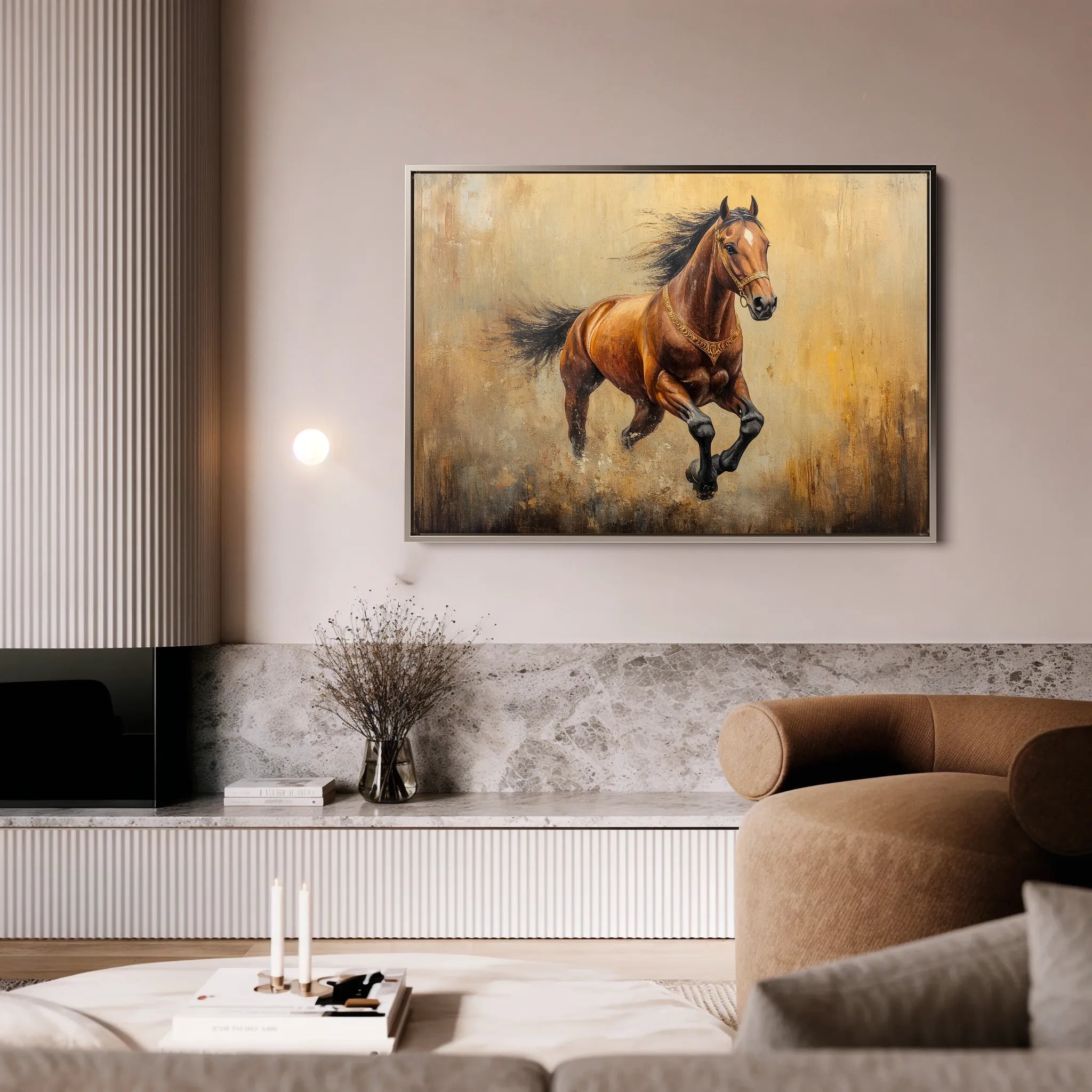 Horses 052 Canvas Art 18" x 24" / 45 x 60 cm / Black