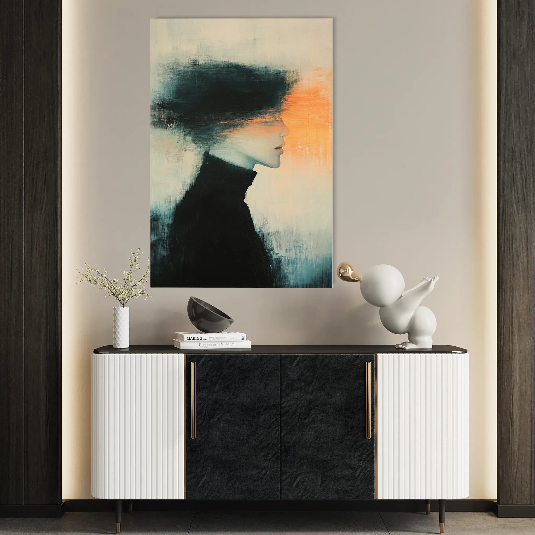 Portrait 052 Canvas Art 18" x 24" / 45 x 60 cm / Black