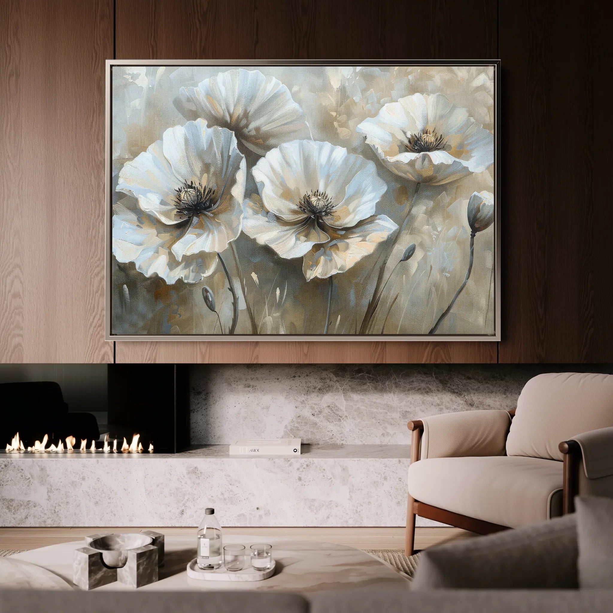 Floral 053 Canvas Art 18" x 24" / 45 x 60 cm / Black