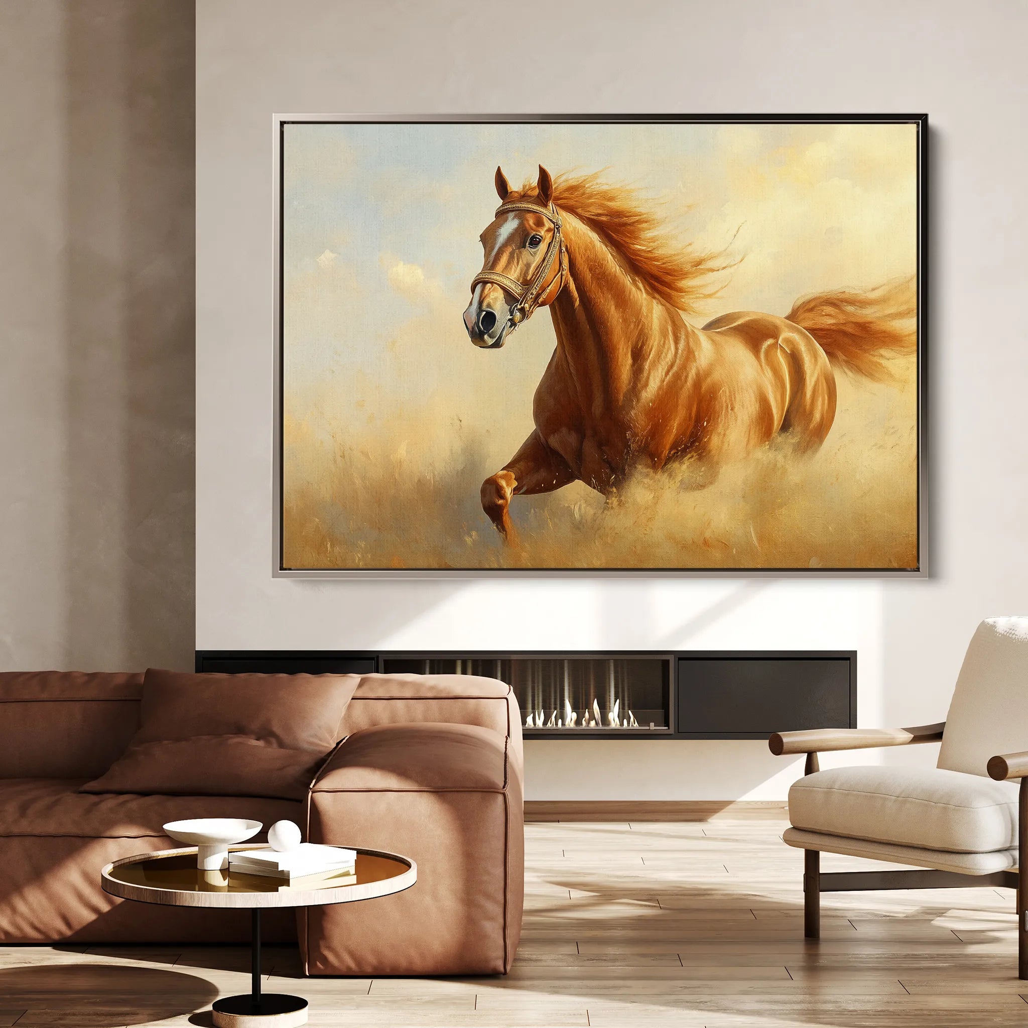 Horses 053 Canvas Art 18" x 24" / 45 x 60 cm / Black