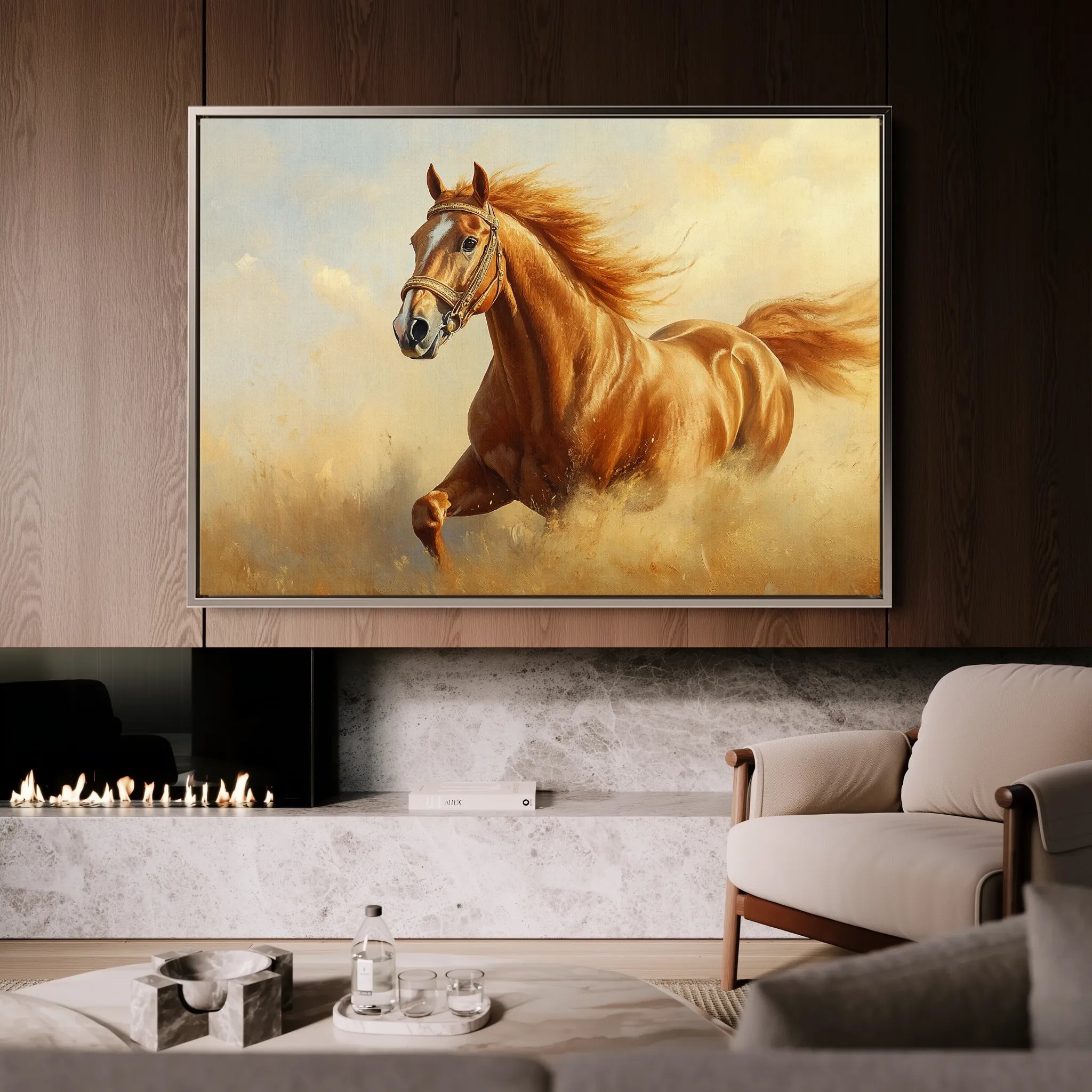Horses 053 Canvas Art 18" x 24" / 45 x 60 cm / Black