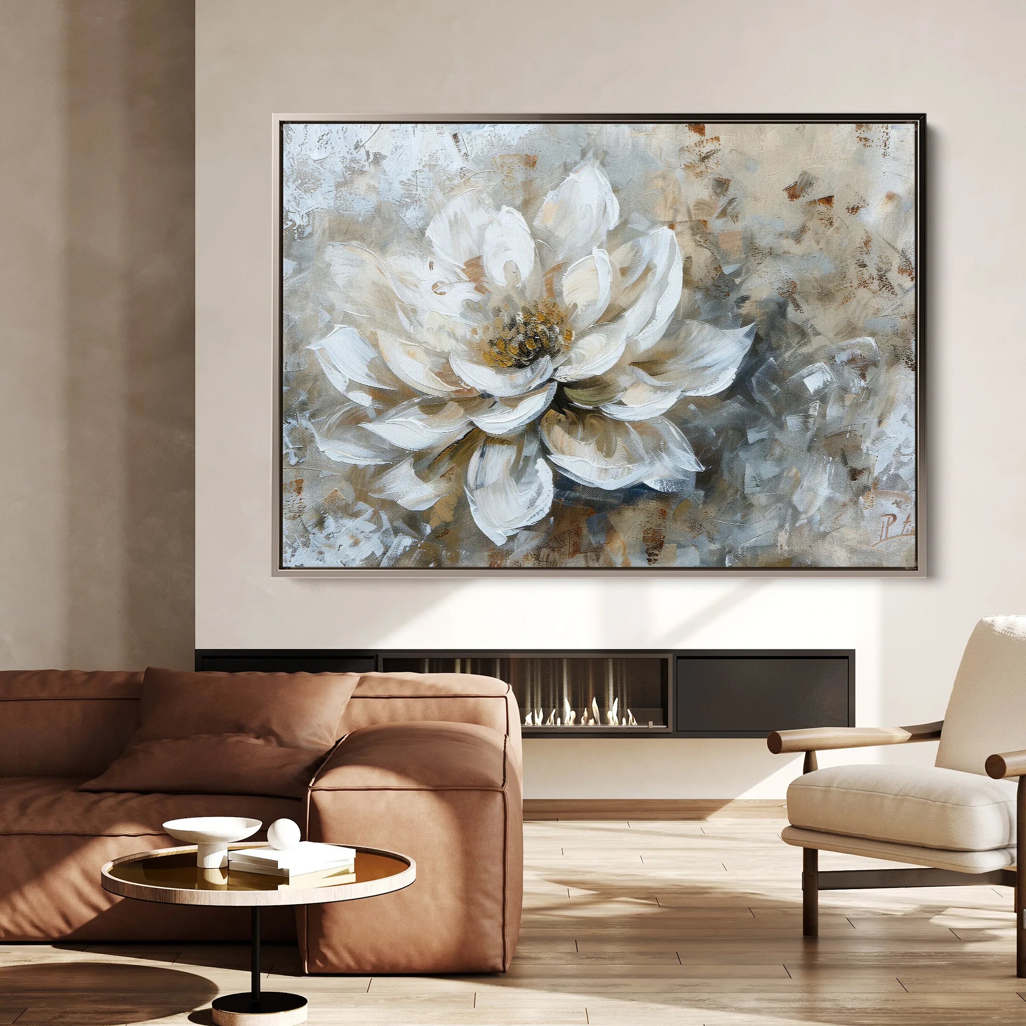 Floral 054 Canvas Art 18" x 24" / 45 x 60 cm / Black