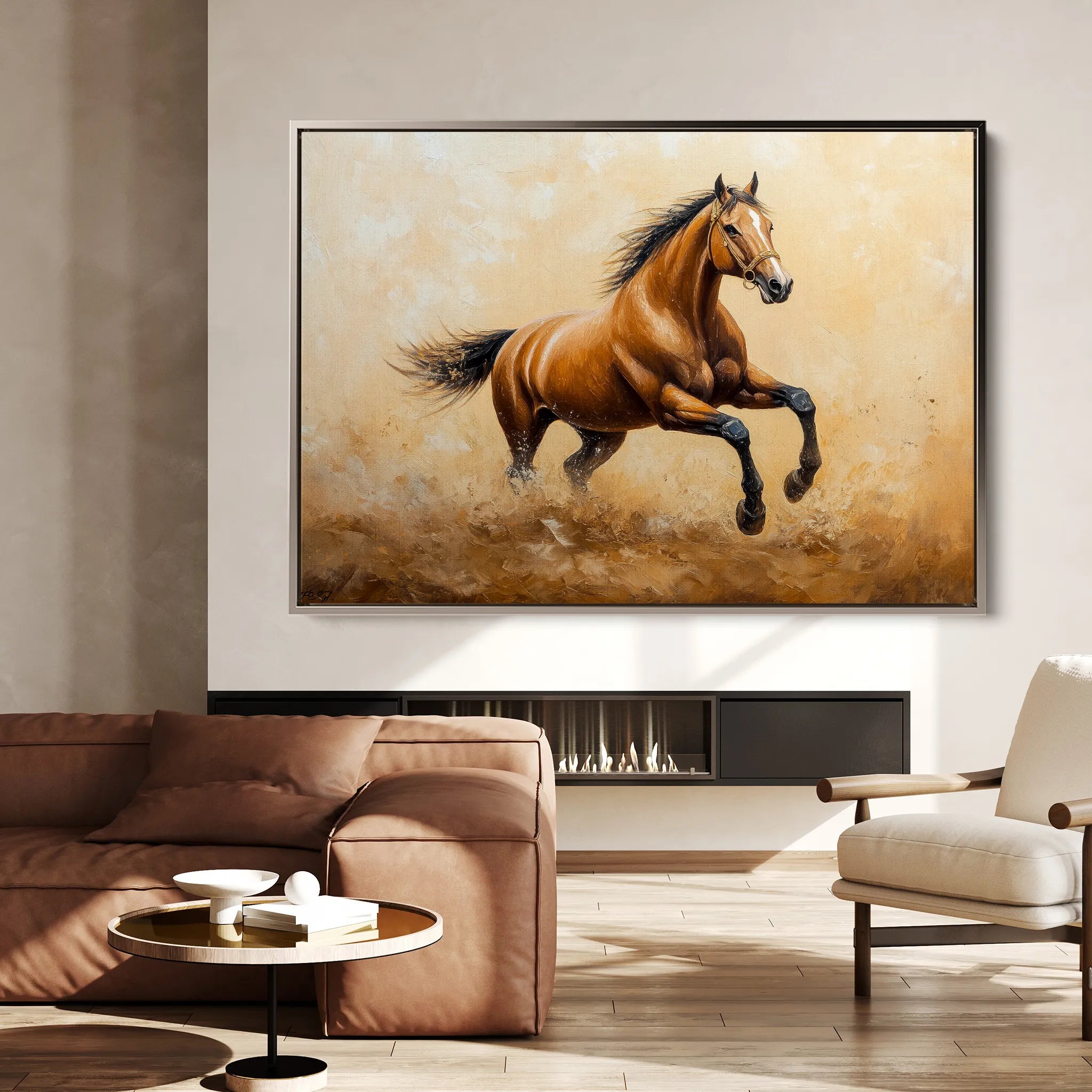 Horses 054 Canvas Art 18" x 24" / 45 x 60 cm / Black