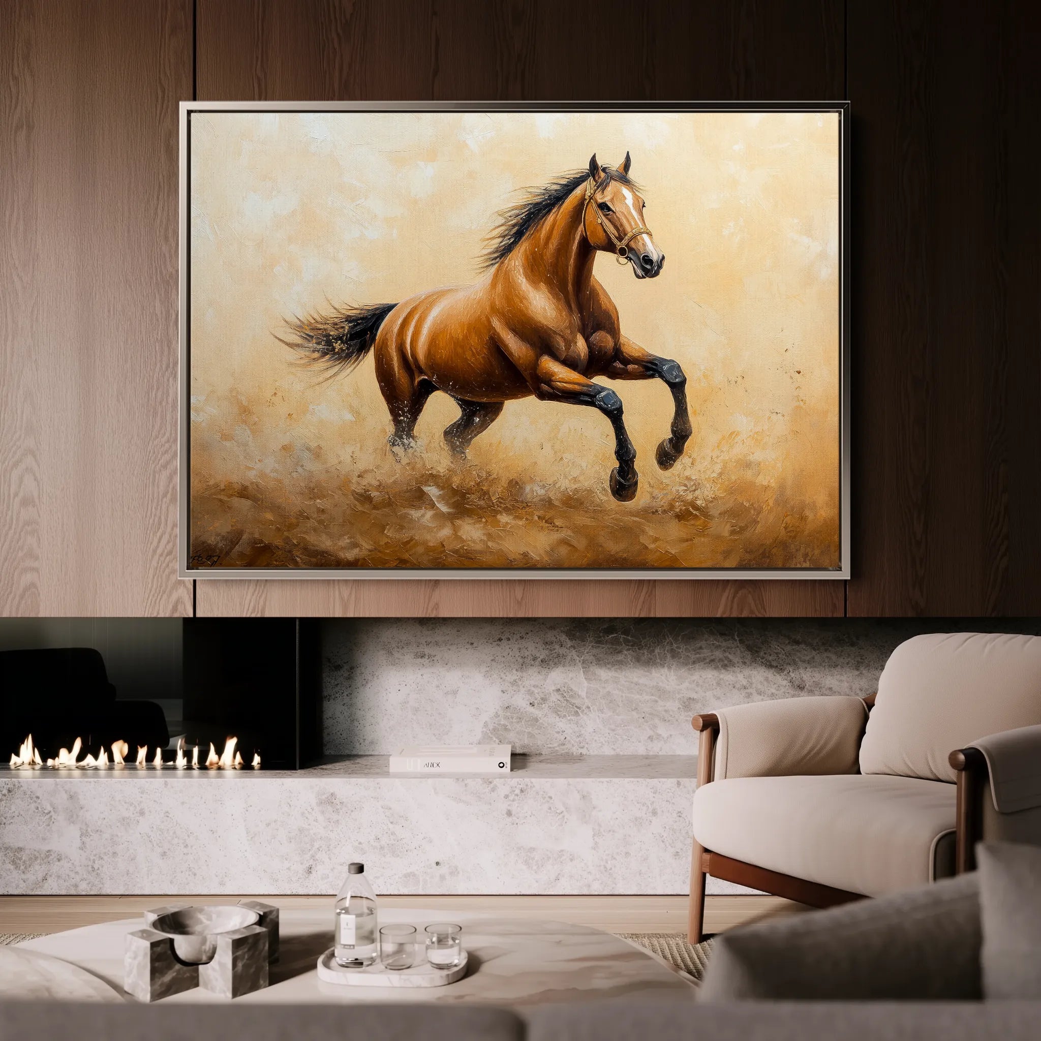 Horses 054 Canvas Art 18" x 24" / 45 x 60 cm / Black