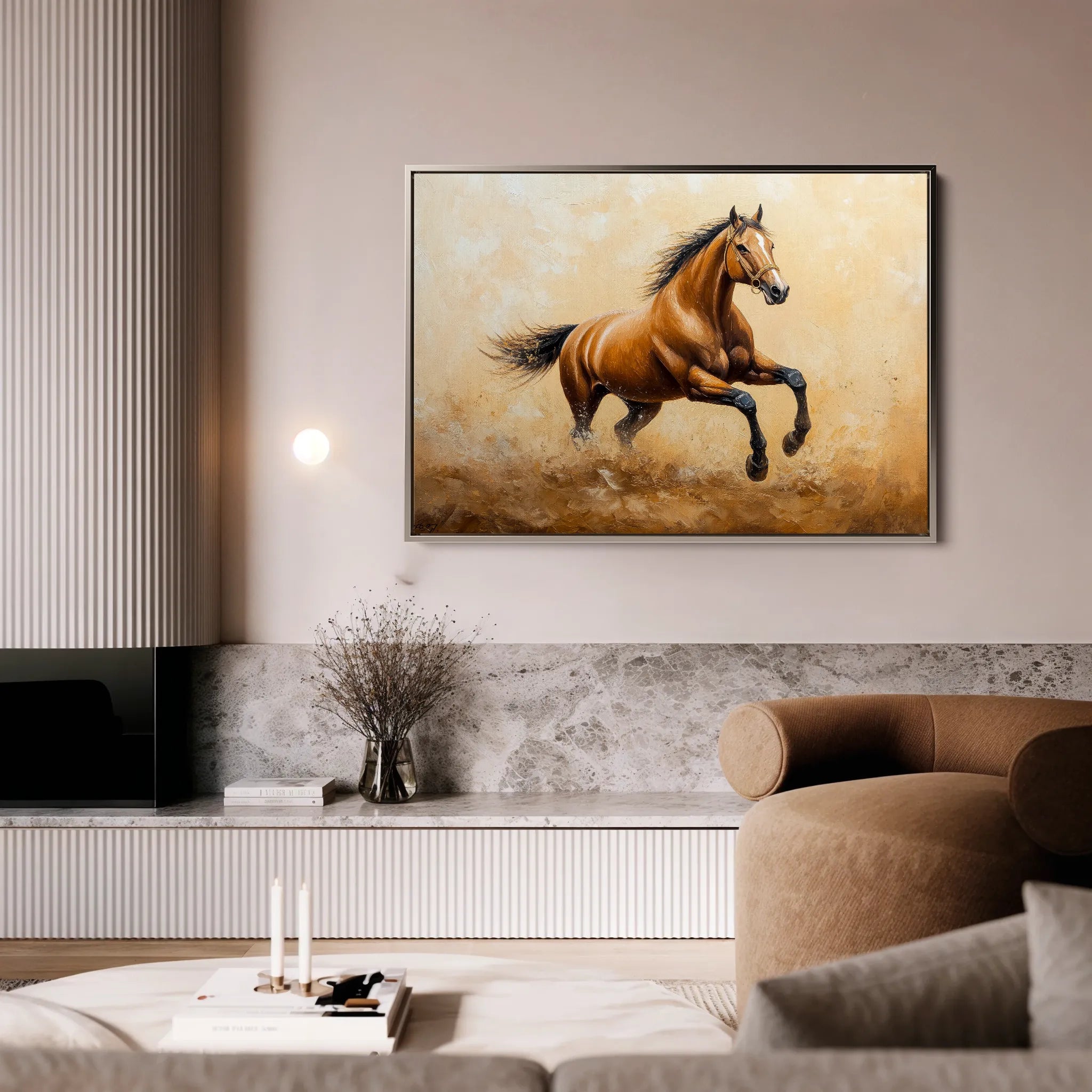 Horses 054 Canvas Art 18" x 24" / 45 x 60 cm / Black