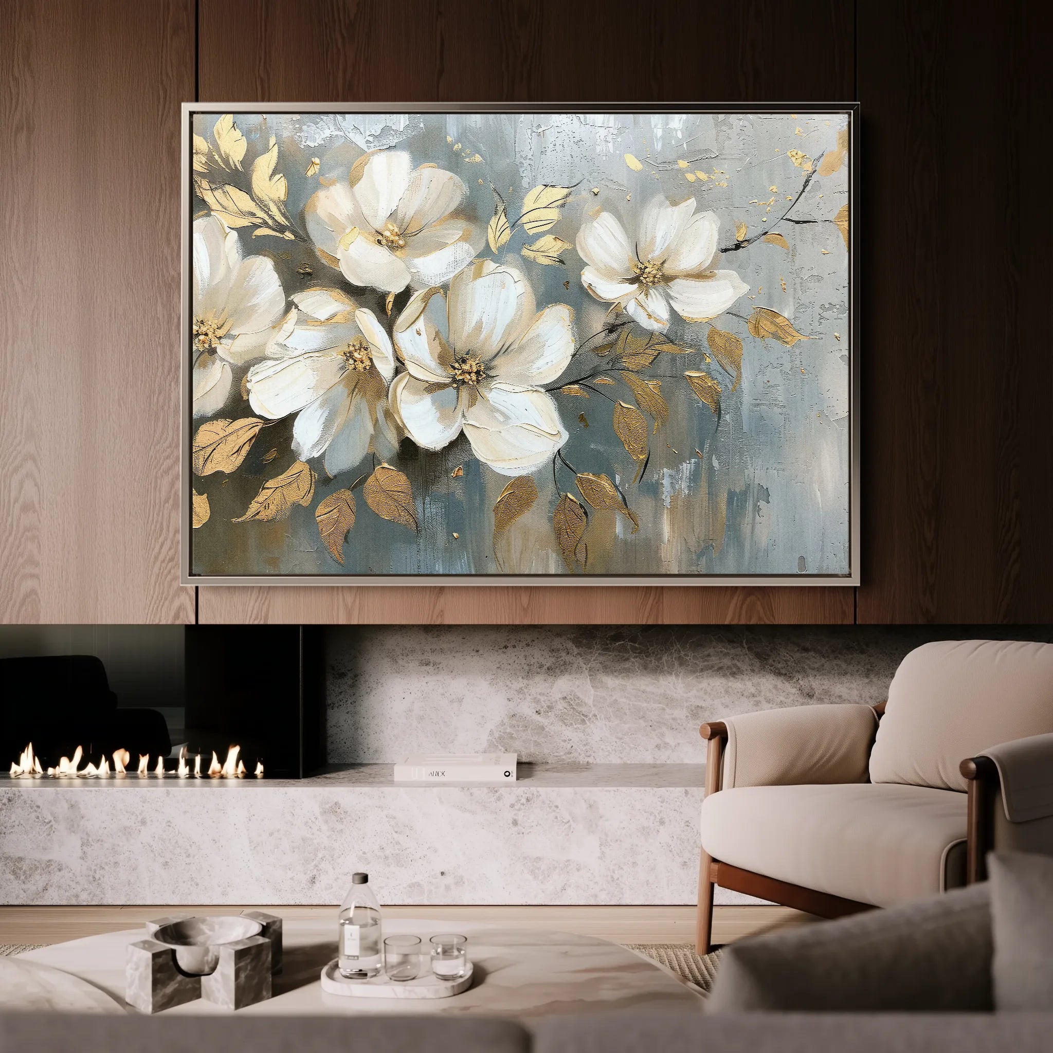 Floral 055 Canvas Art 18" x 24" / 45 x 60 cm / Black
