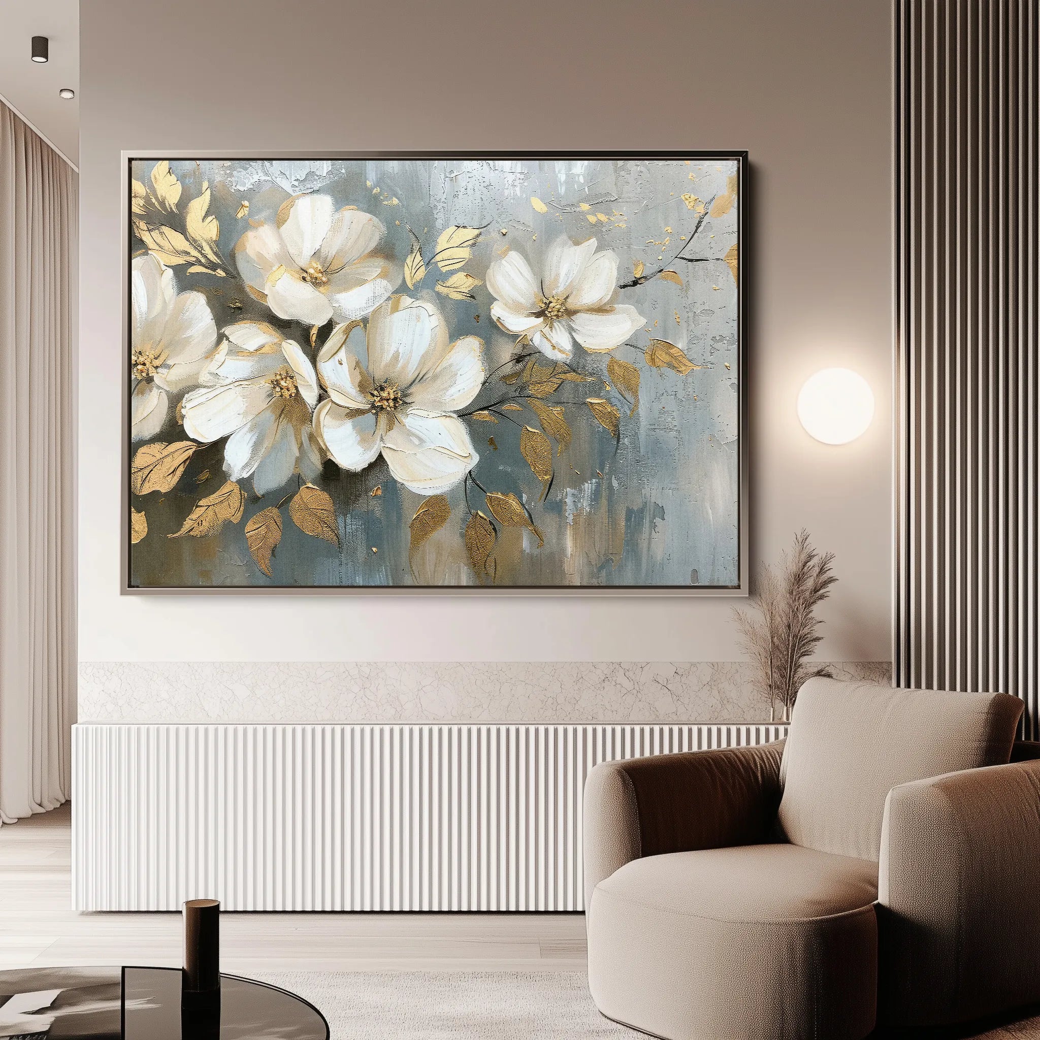 Floral 055 Canvas Art 18" x 24" / 45 x 60 cm / Black