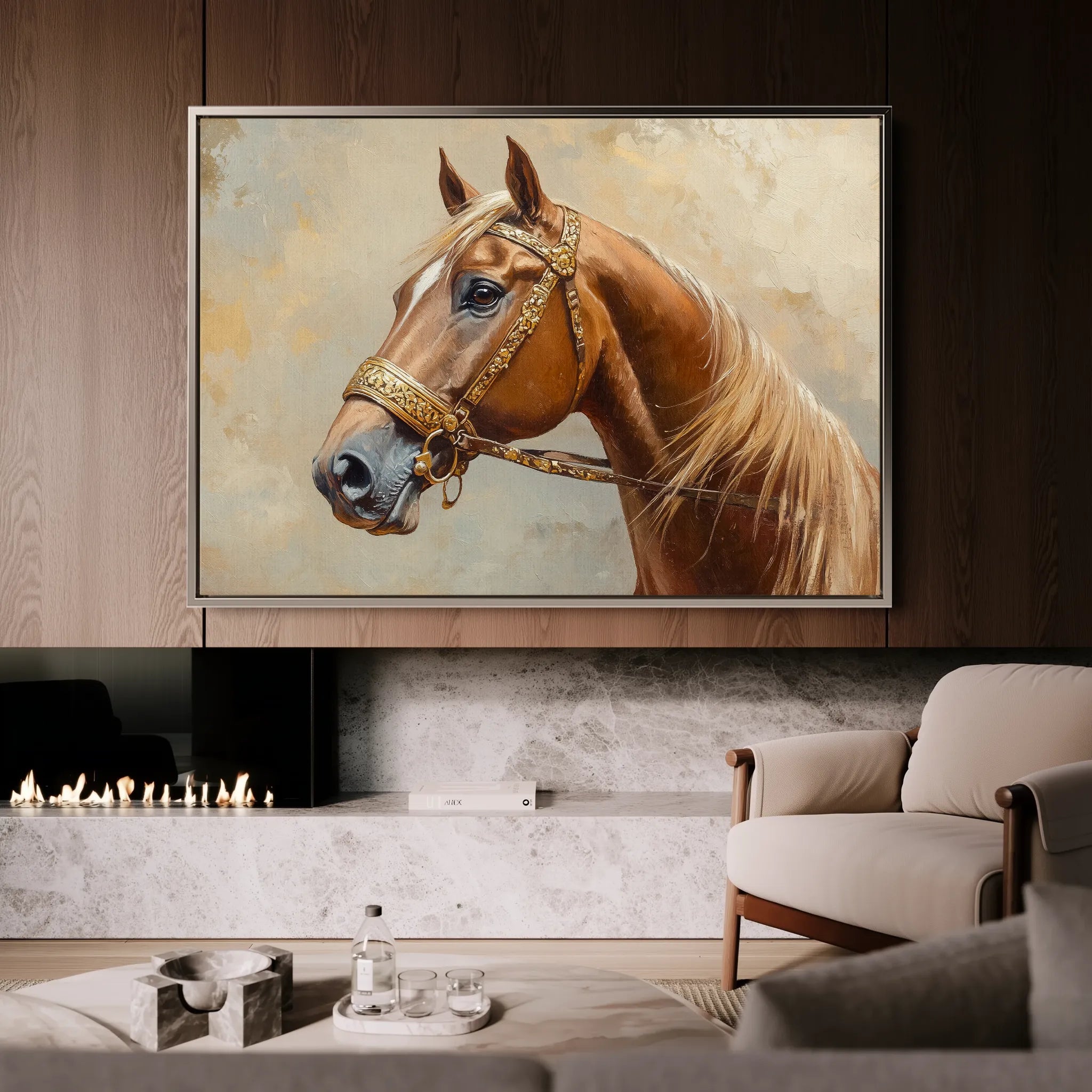 Horses 055 Canvas Art 18" x 24" / 45 x 60 cm / Black