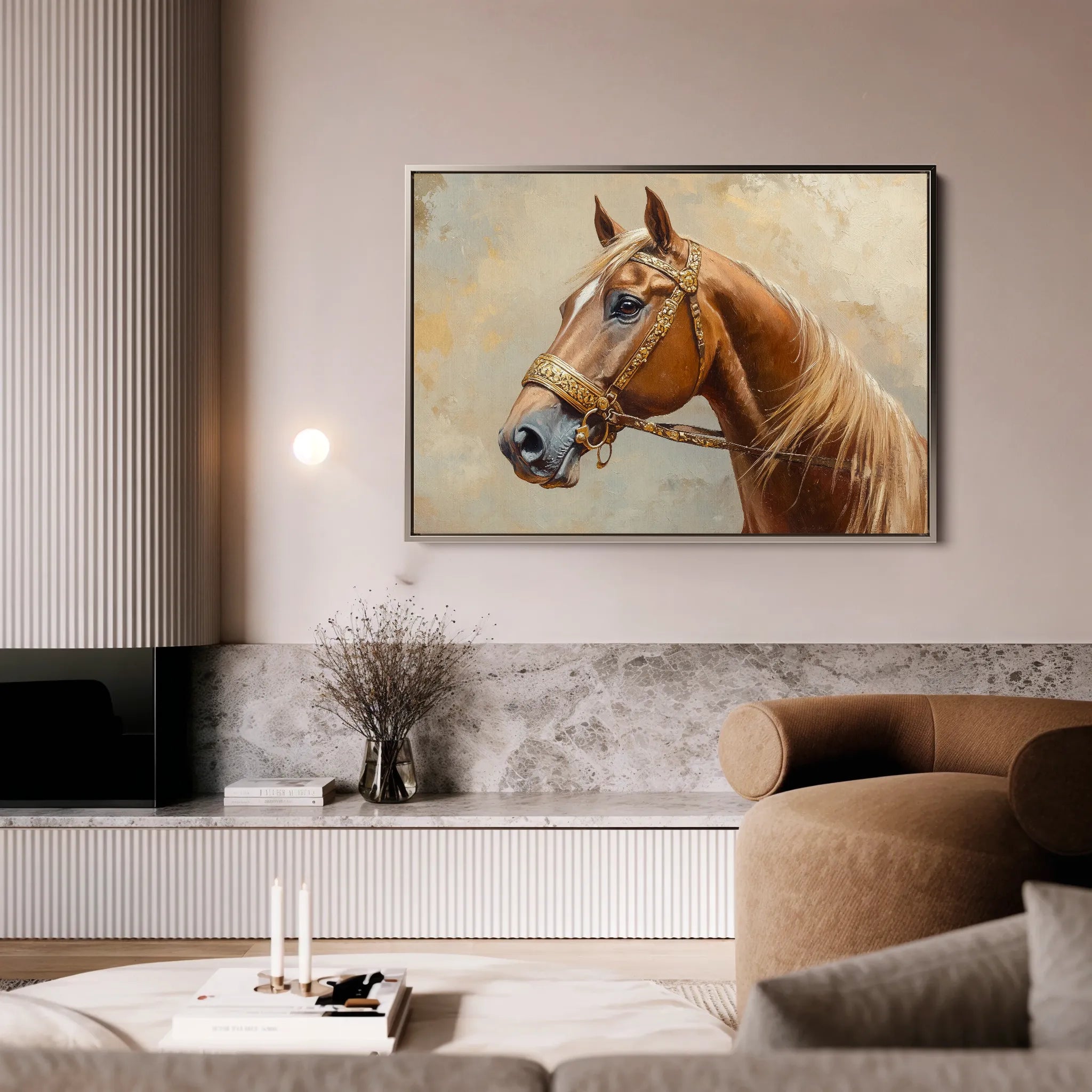 Horses 055 Canvas Art 18" x 24" / 45 x 60 cm / Black