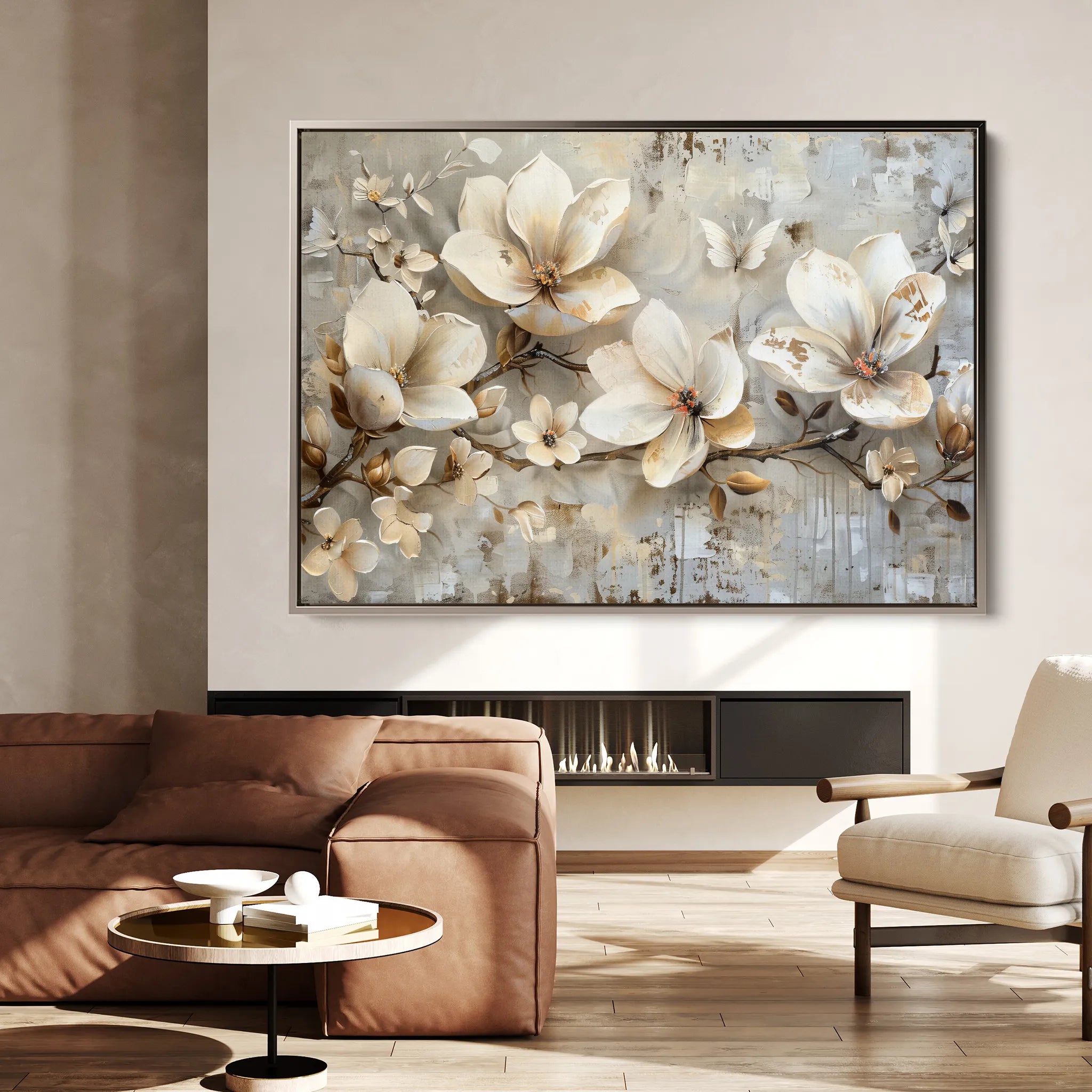Floral 056 Canvas Art 18" x 24" / 45 x 60 cm / Black