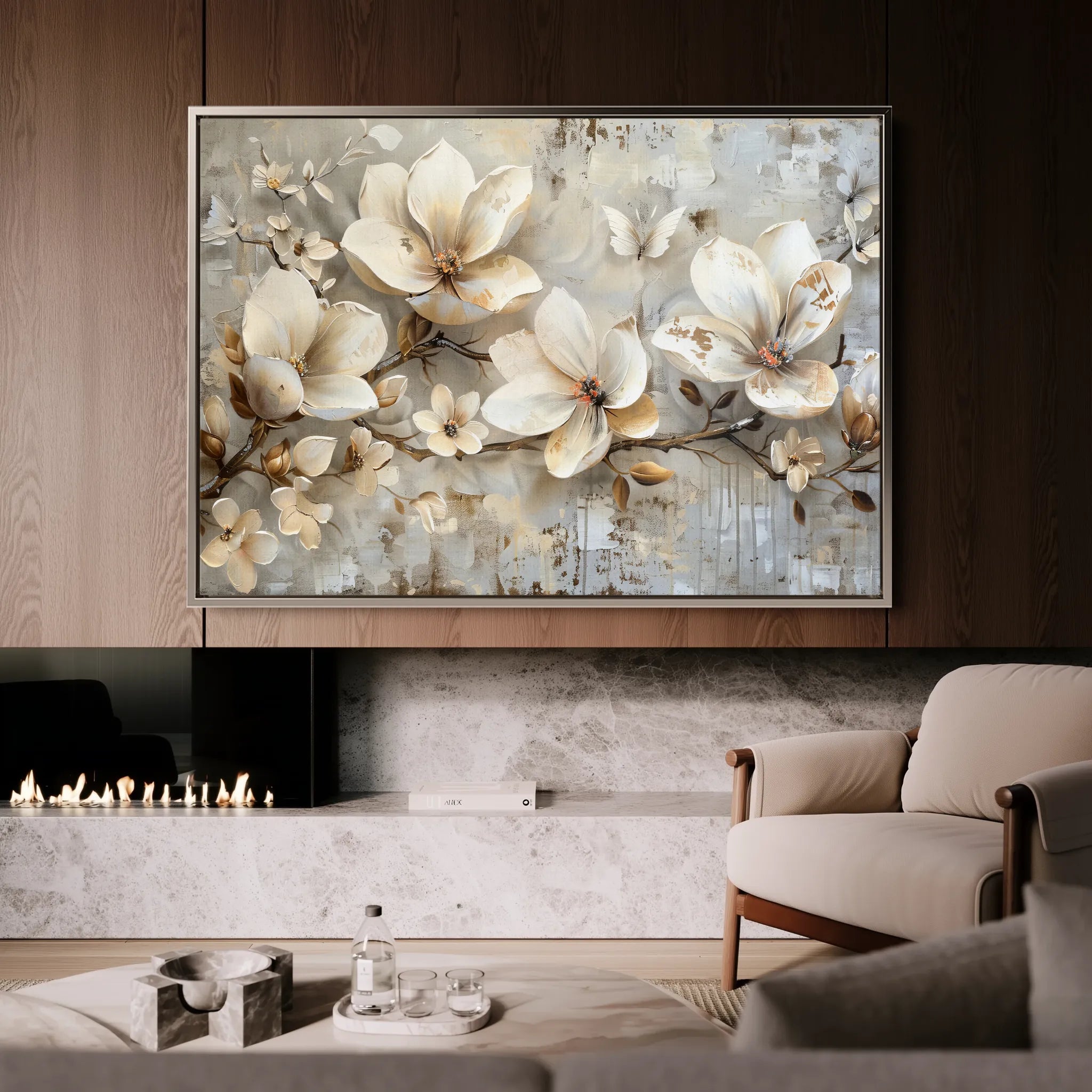 Floral 056 Canvas Art 18" x 24" / 45 x 60 cm / Black