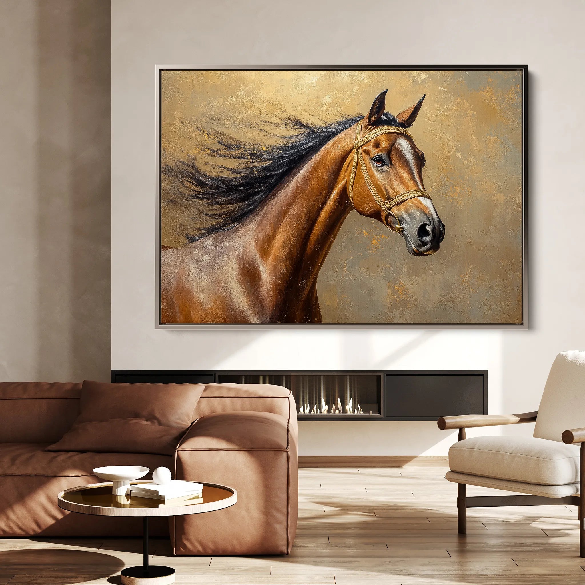Horses 056 Canvas Art 18" x 24" / 45 x 60 cm / Black
