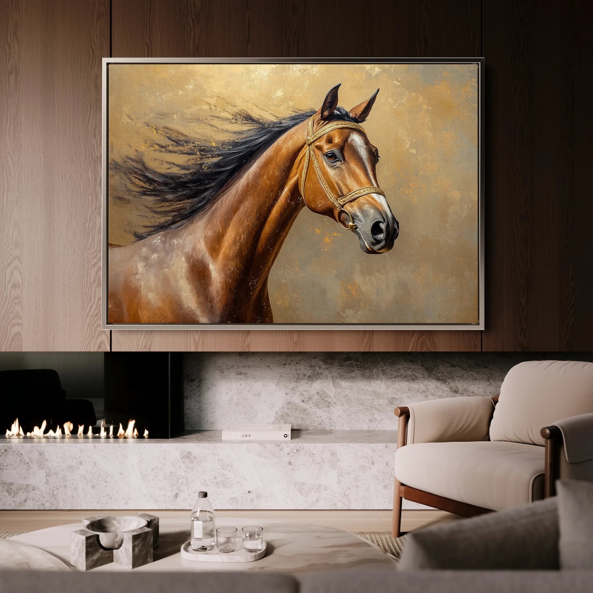Horses 056 Canvas Art 18" x 24" / 45 x 60 cm / Black