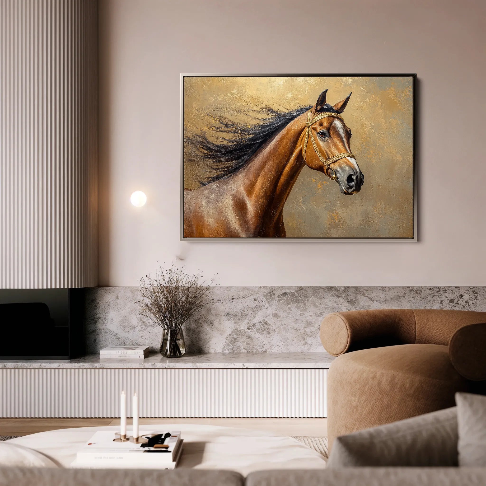 Horses 056 Canvas Art 18" x 24" / 45 x 60 cm / Black
