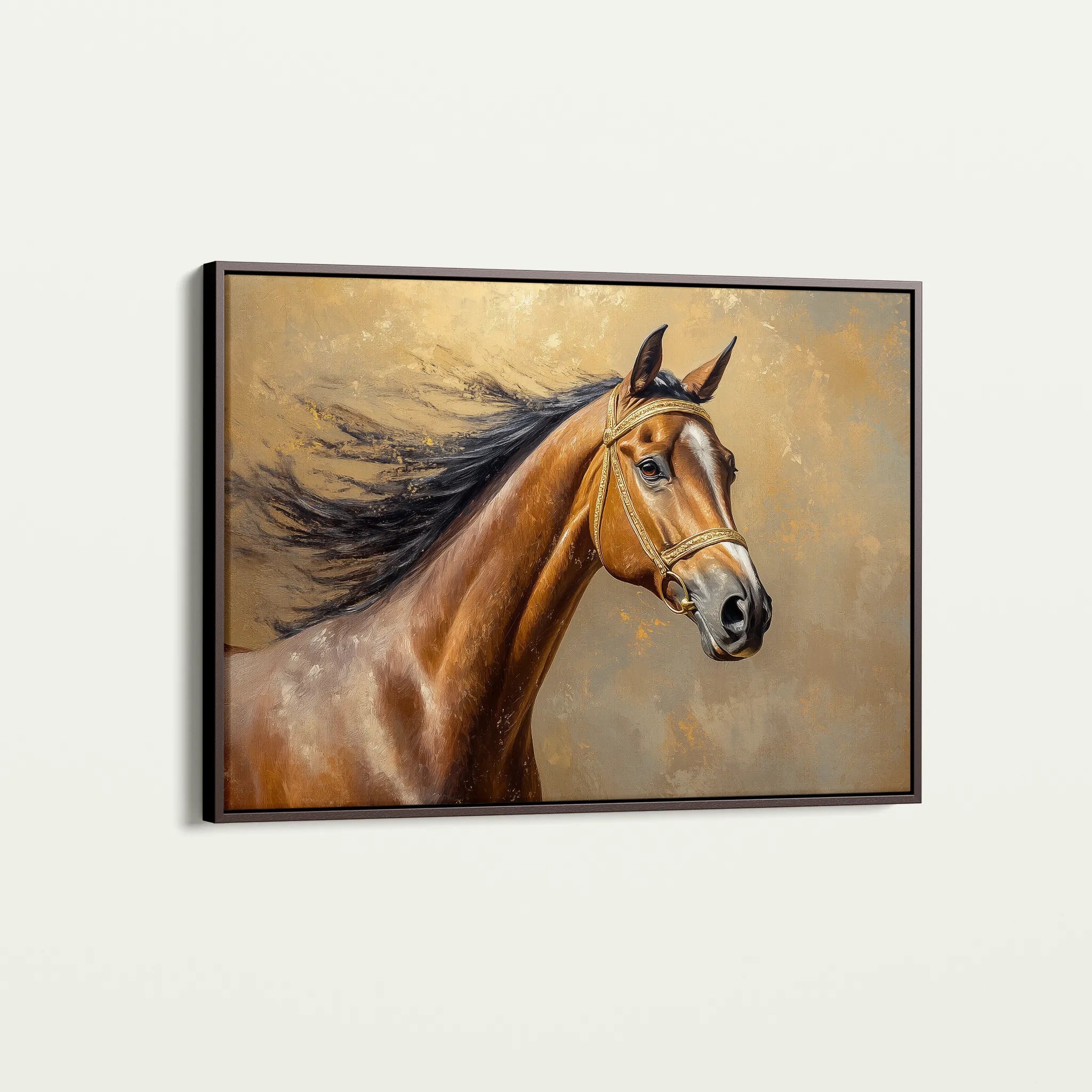 Horses 056 Canvas Art 18" x 24" / 45 x 60 cm / Black