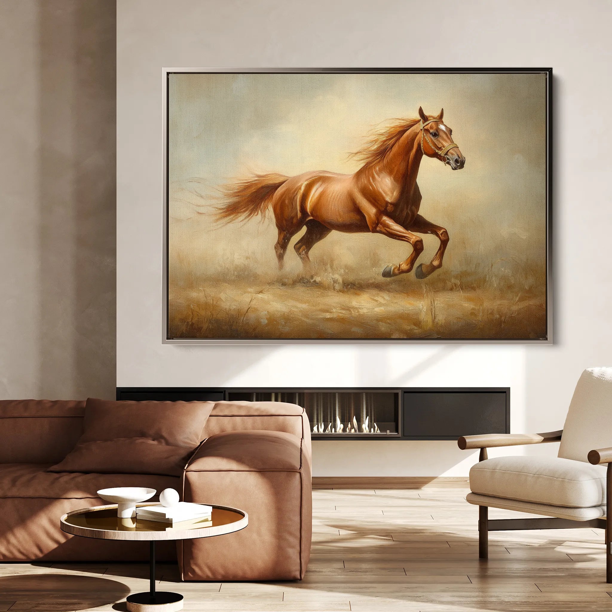 Horses 057 Canvas Art 18" x 24" / 45 x 60 cm / Black