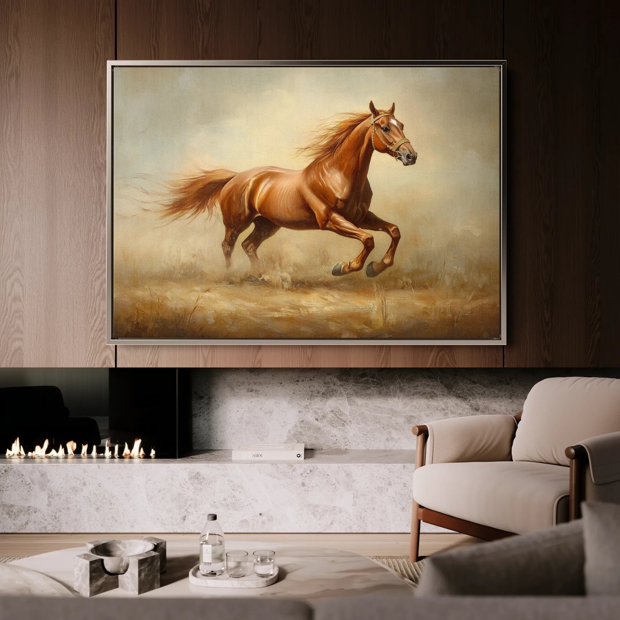 Horses 057 Canvas Art 18" x 24" / 45 x 60 cm / Black