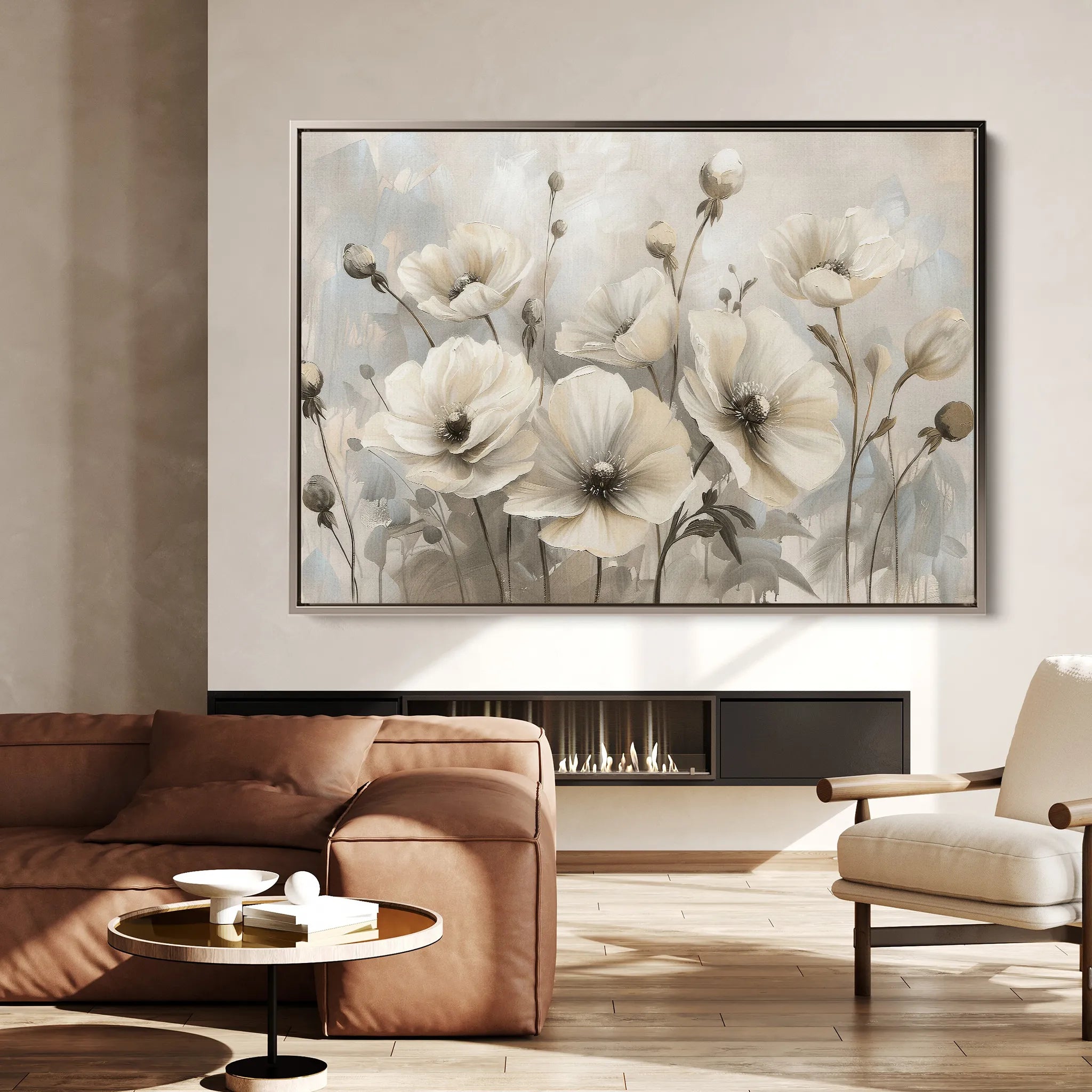 Floral 058 Canvas Art 18" x 24" / 45 x 60 cm / Black
