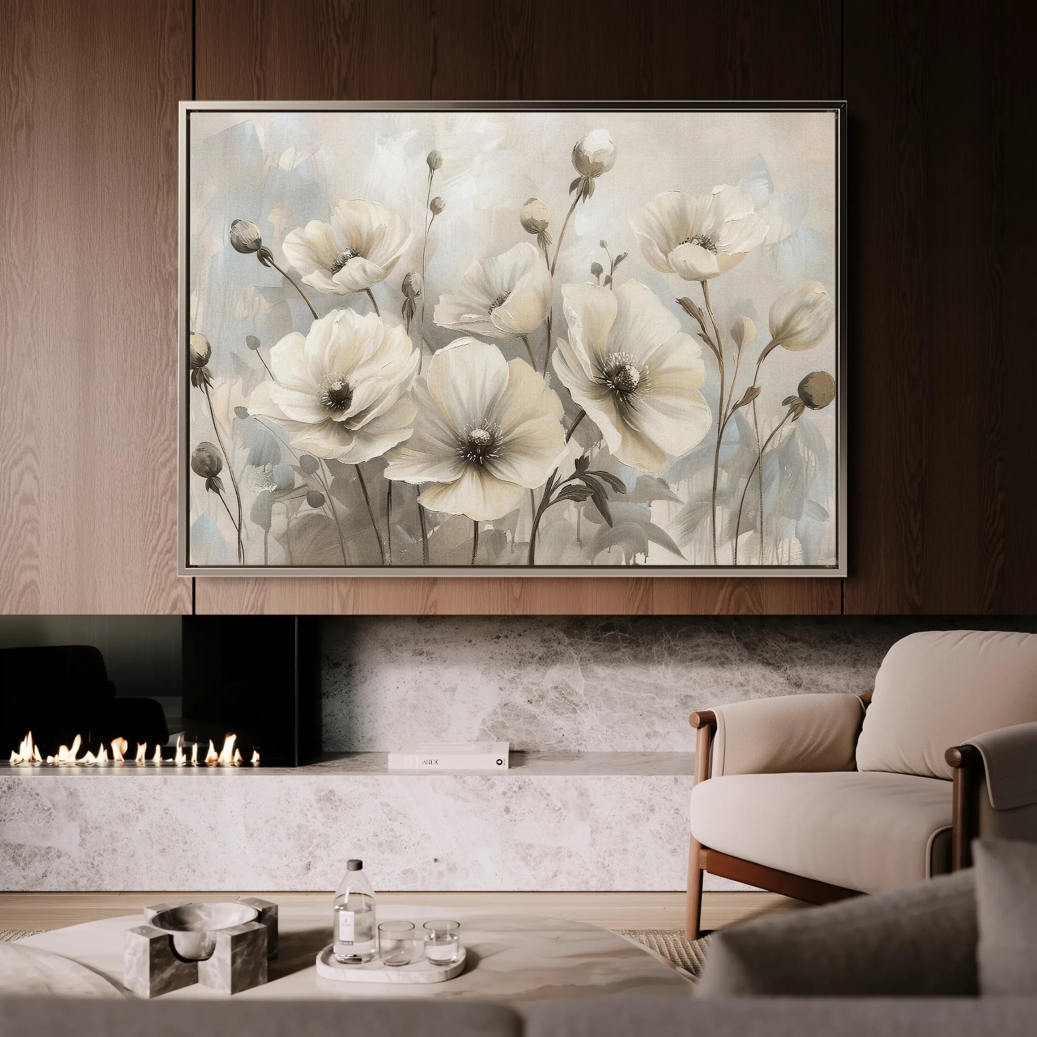 Floral 058 Canvas Art 18" x 24" / 45 x 60 cm / Black
