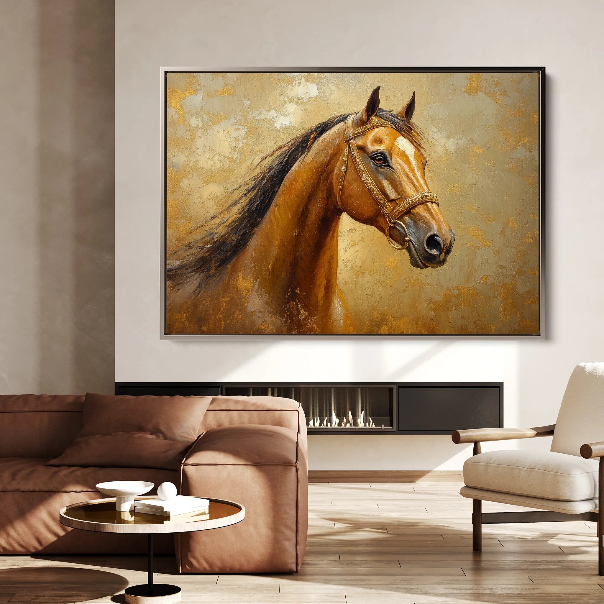 Horses 058 Canvas Art 18" x 24" / 45 x 60 cm / Black