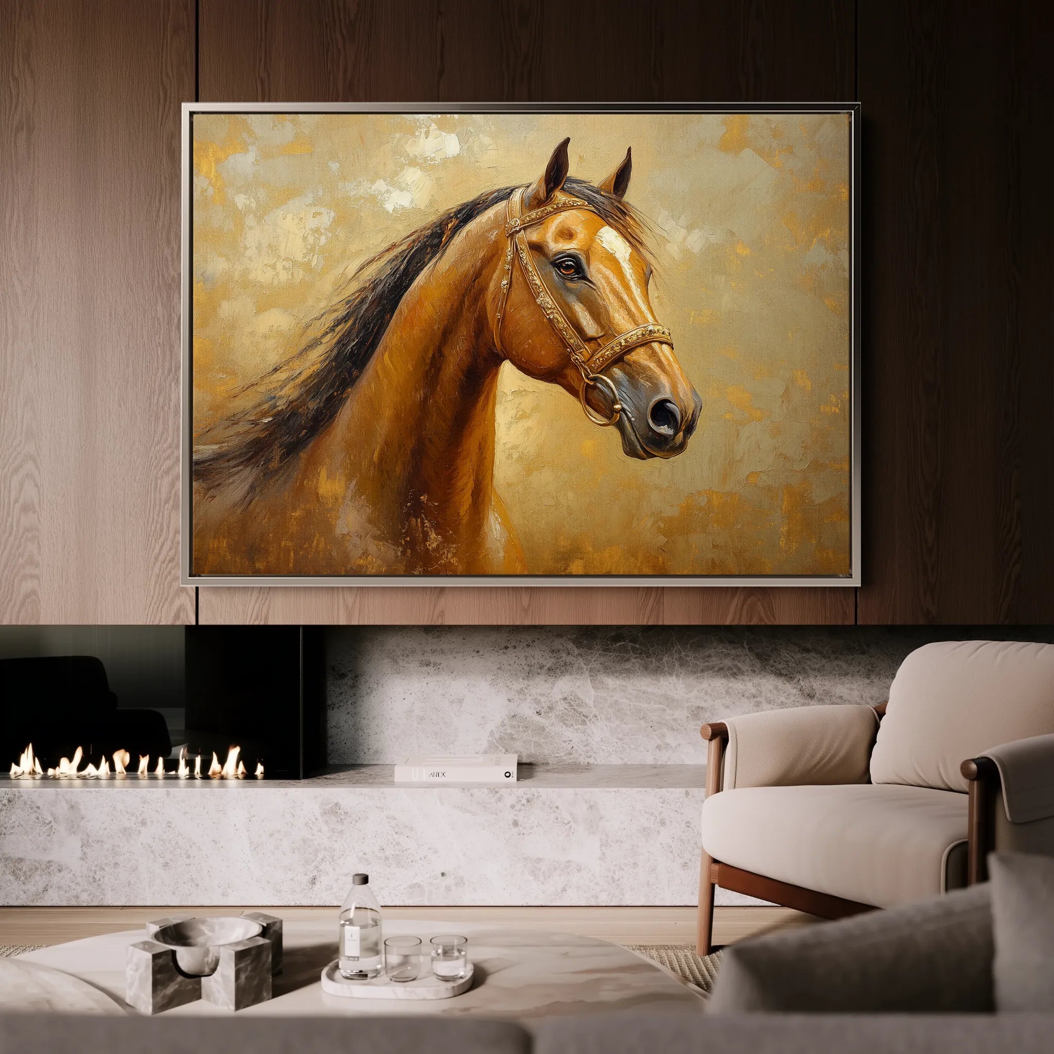 Horses 058 Canvas Art 18" x 24" / 45 x 60 cm / Black