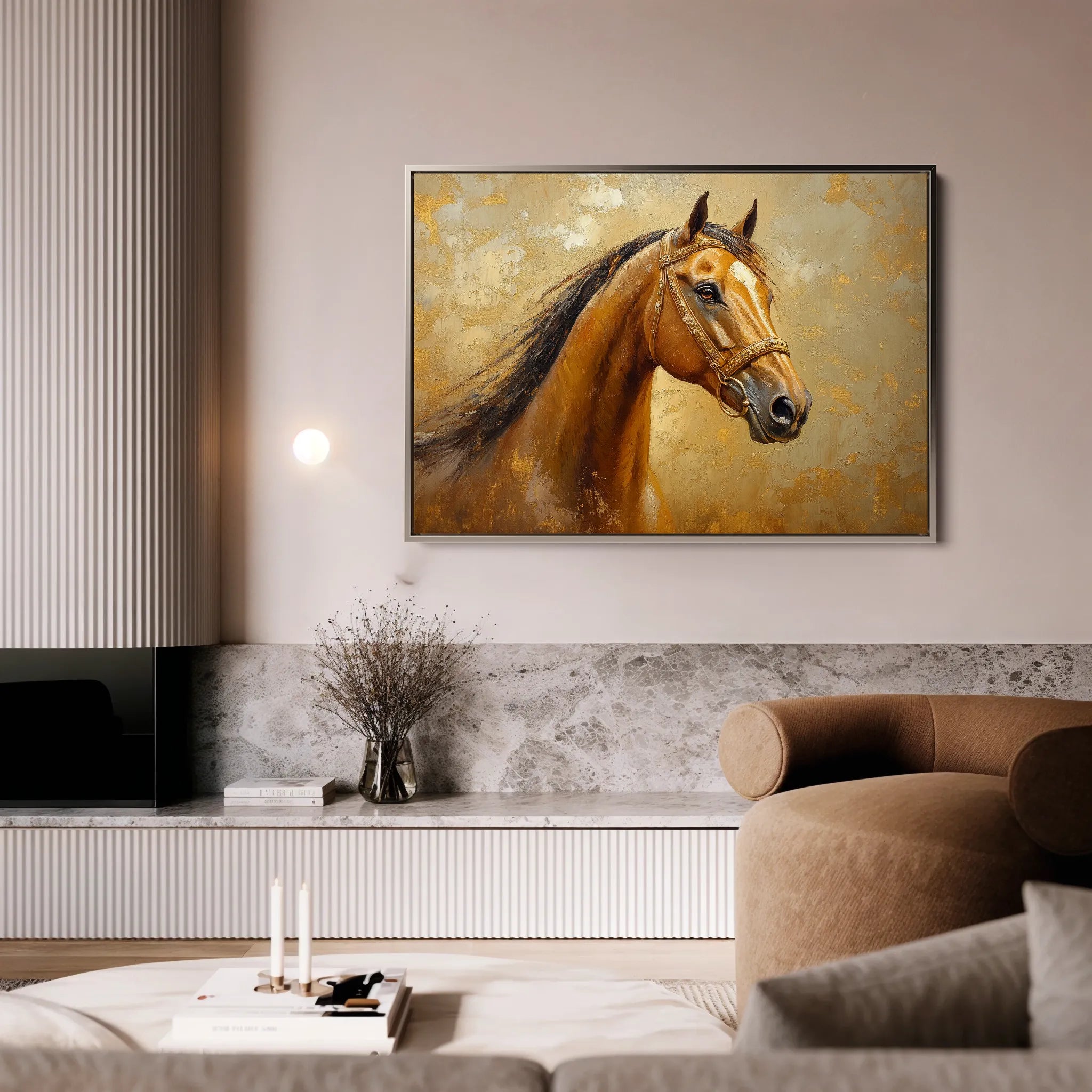 Horses 058 Canvas Art 18" x 24" / 45 x 60 cm / Black