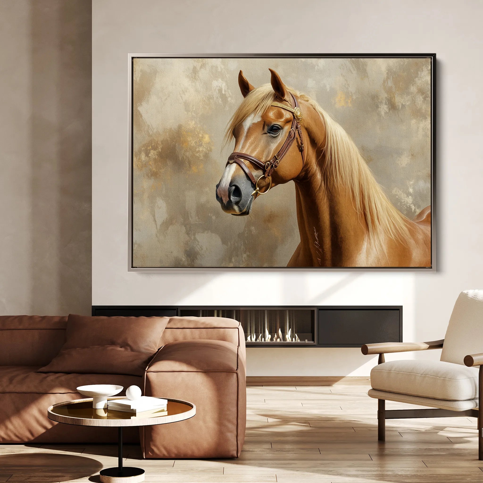 Horses 059 Canvas Art 18" x 24" / 45 x 60 cm / Black