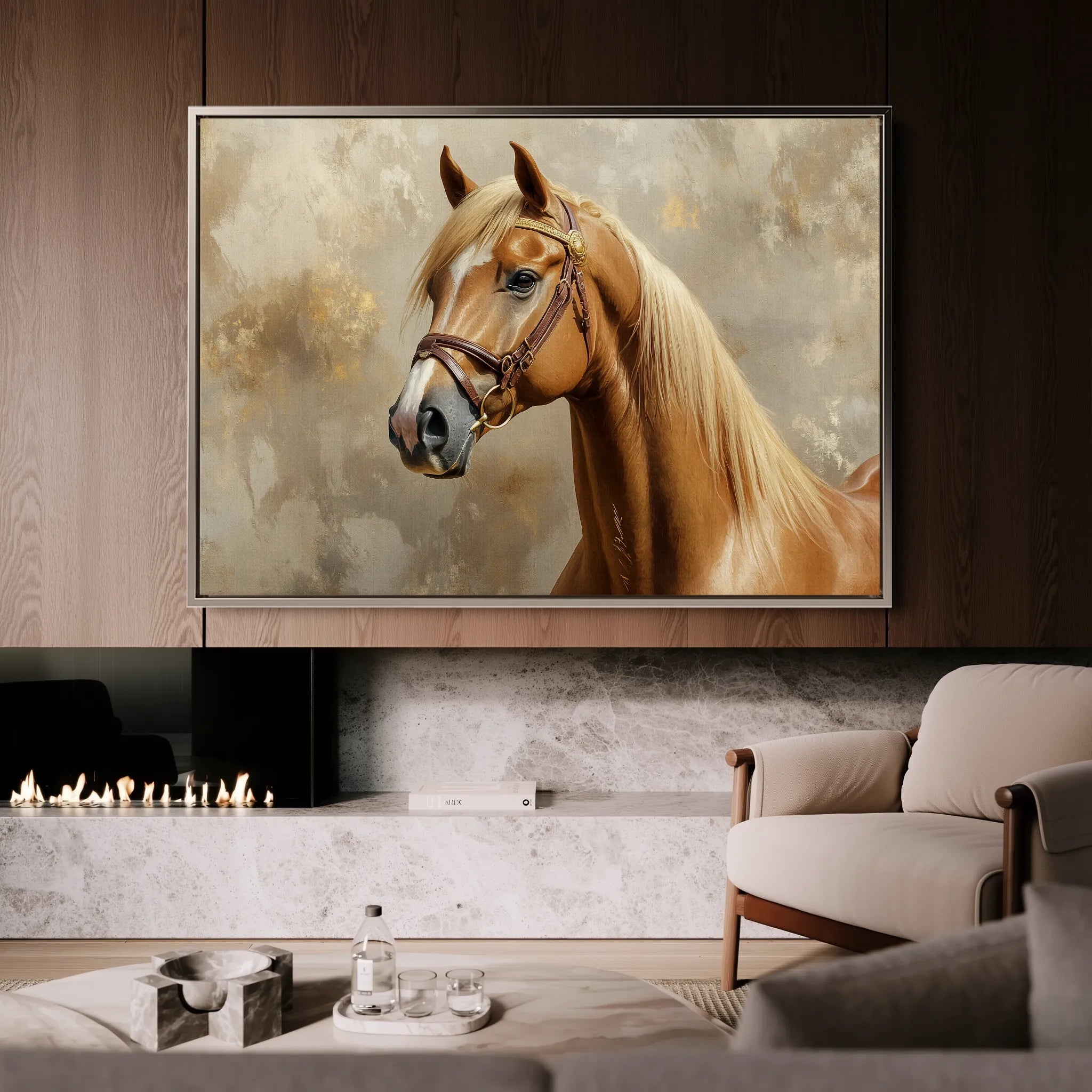 Horses 059 Canvas Art 18" x 24" / 45 x 60 cm / Black