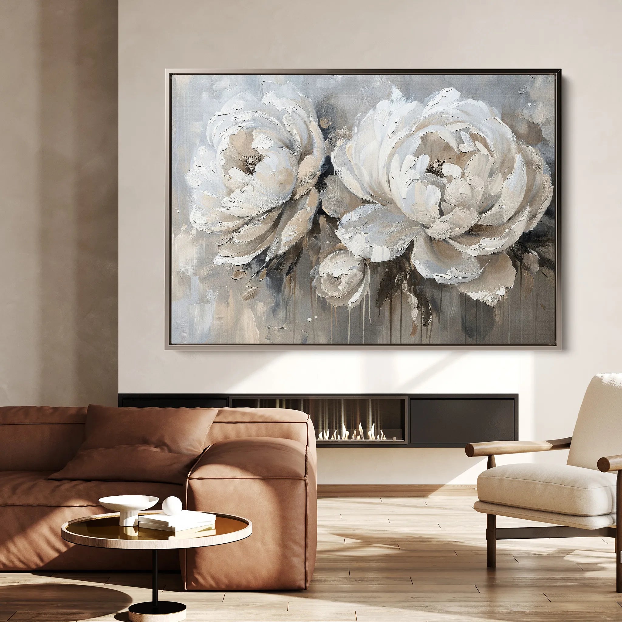 Floral 060 Canvas Art 18" x 24" / 45 x 60 cm / Black