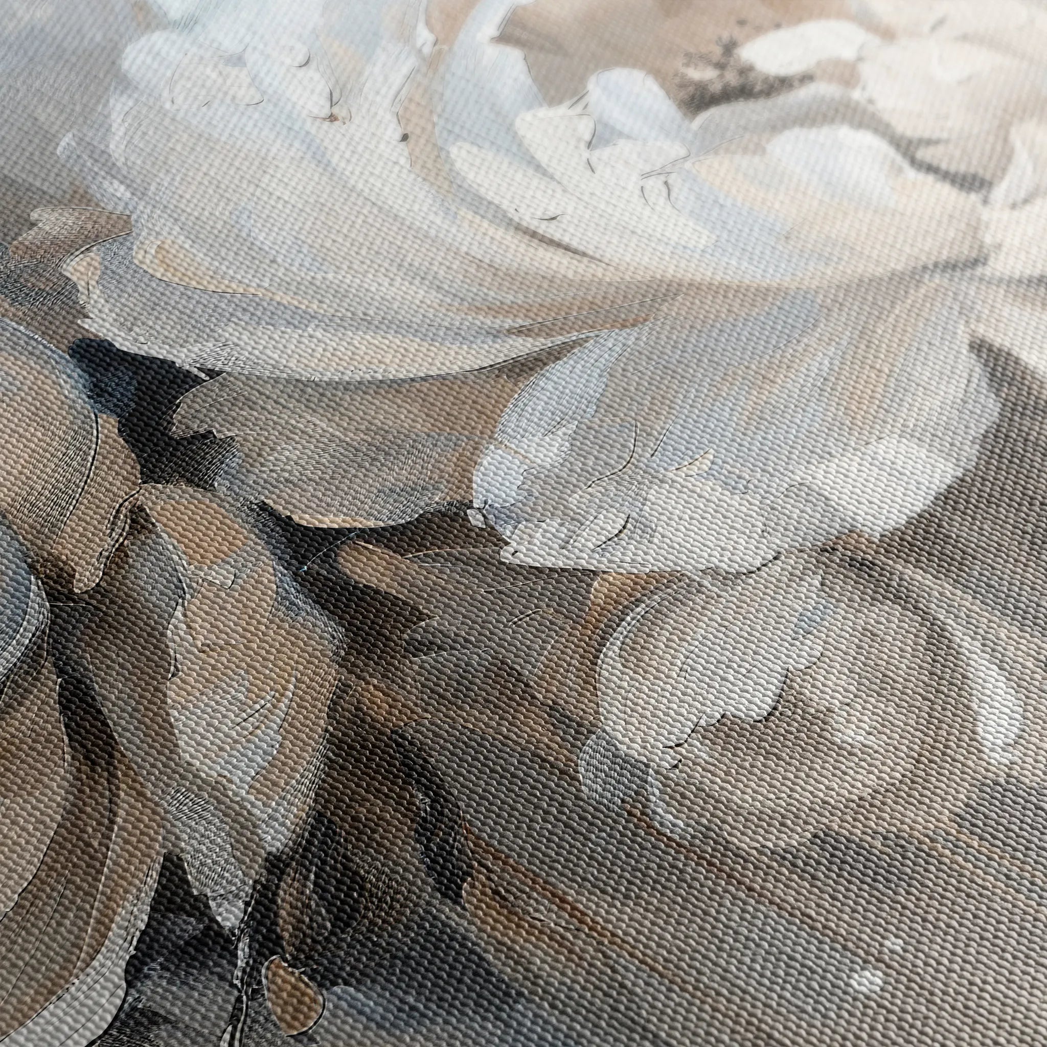 Floral 060 Canvas Art 18" x 24" / 45 x 60 cm / Black