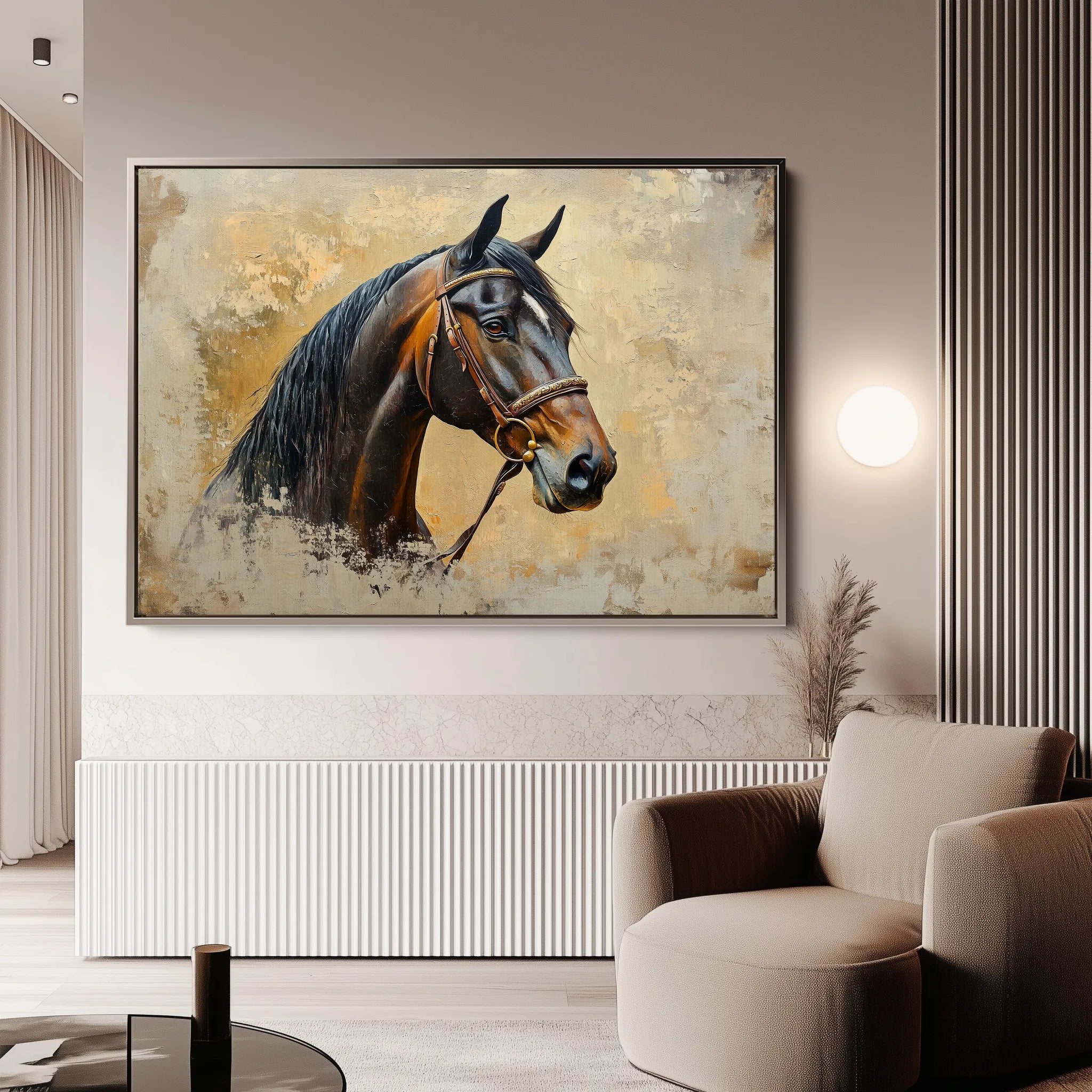 Horses 060 Canvas Art 18" x 24" / 45 x 60 cm / Black