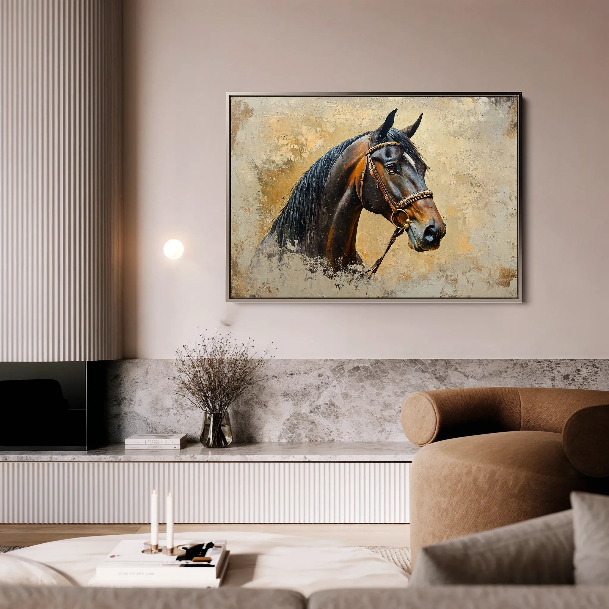 Horses 060 Canvas Art 18" x 24" / 45 x 60 cm / Black