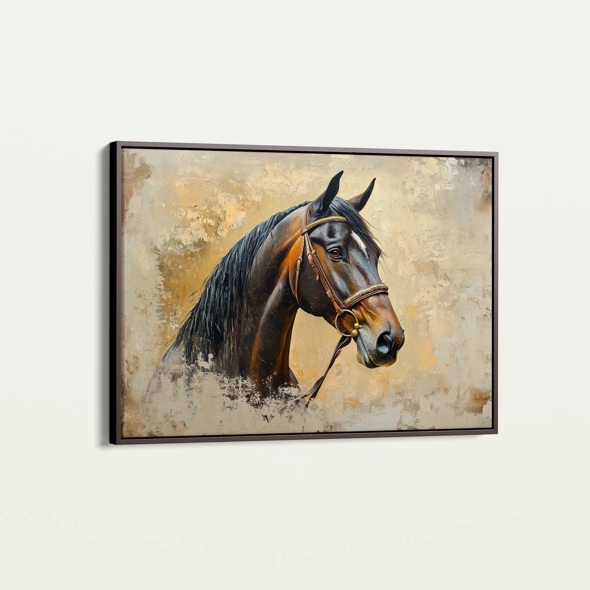 Horses 060 Canvas Art 18" x 24" / 45 x 60 cm / Black