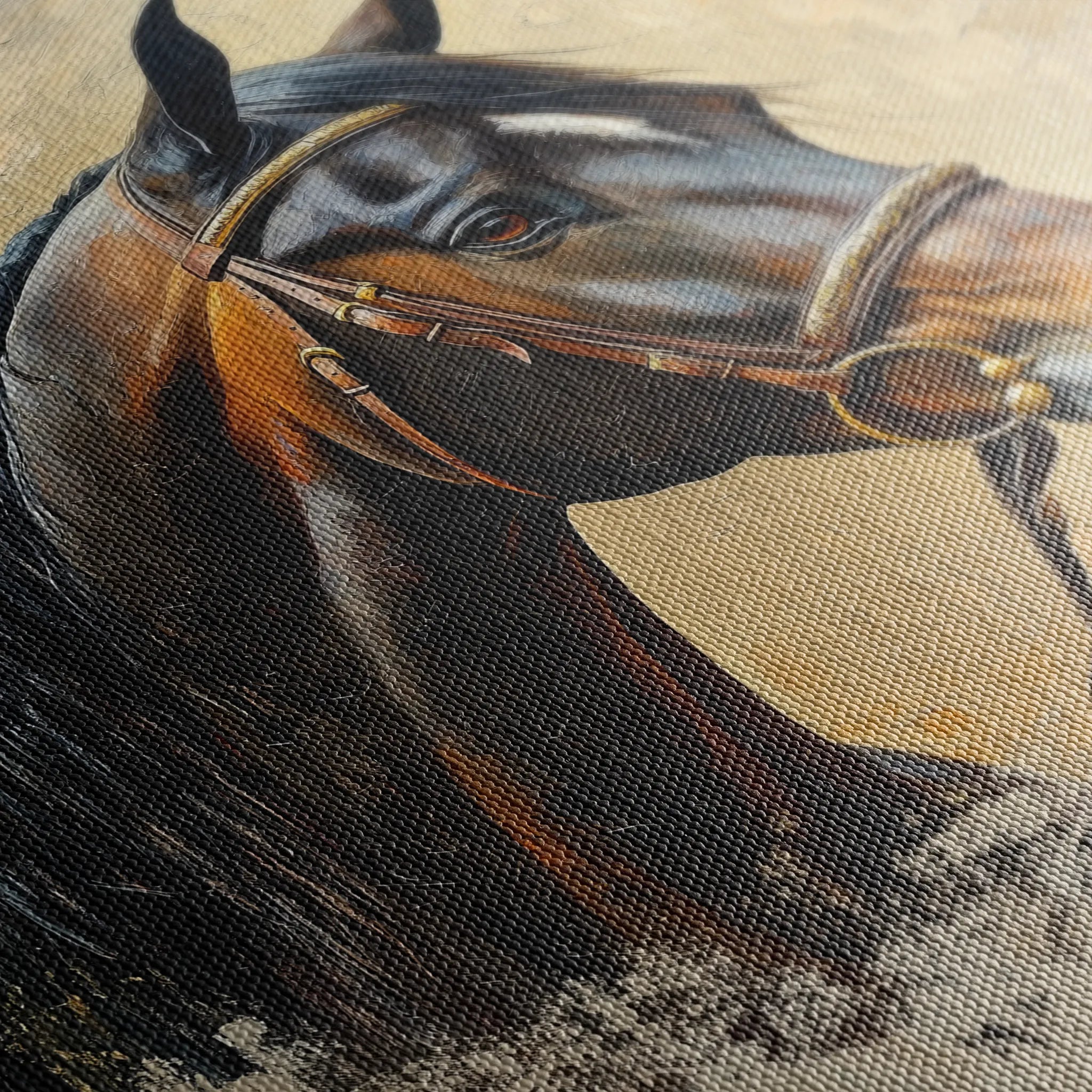 Horses 060 Canvas Art 18" x 24" / 45 x 60 cm / Black