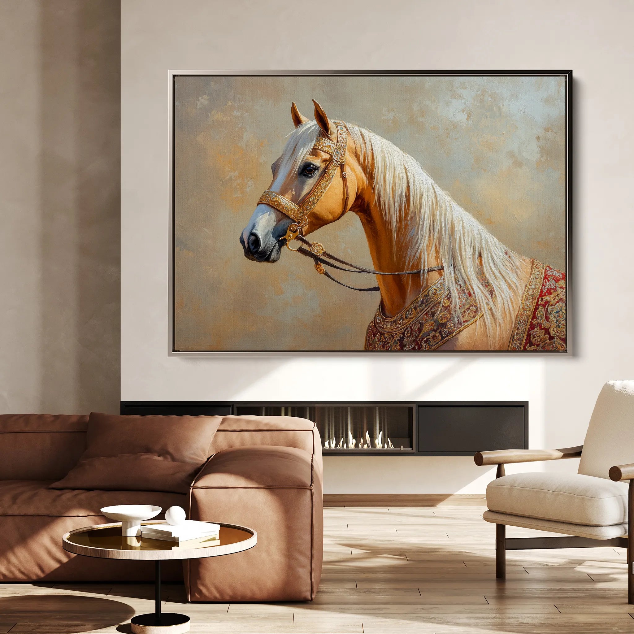 Horses 061 Canvas Art 18" x 24" / 45 x 60 cm / Black