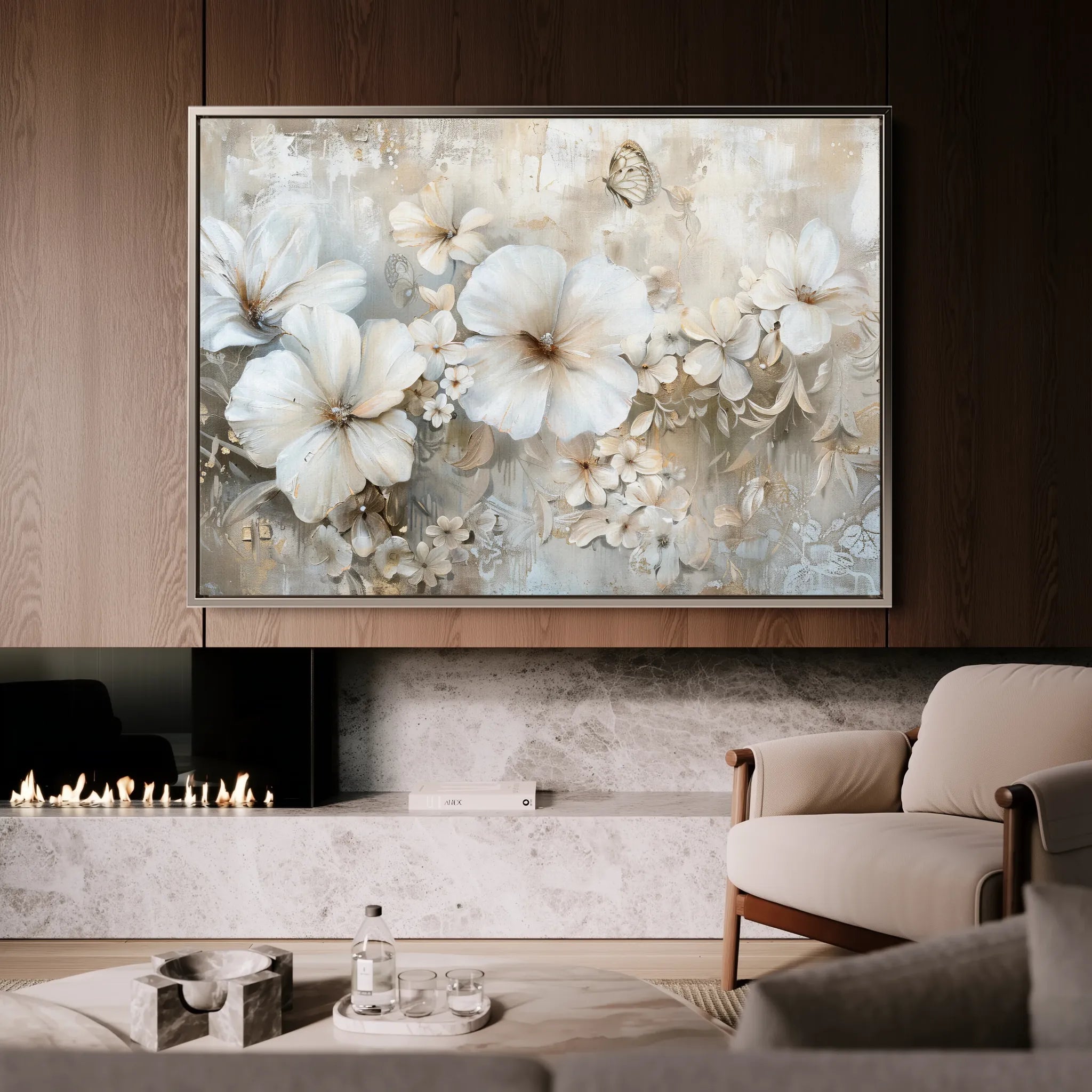 Floral 062 Canvas Art 18" x 24" / 45 x 60 cm / Black
