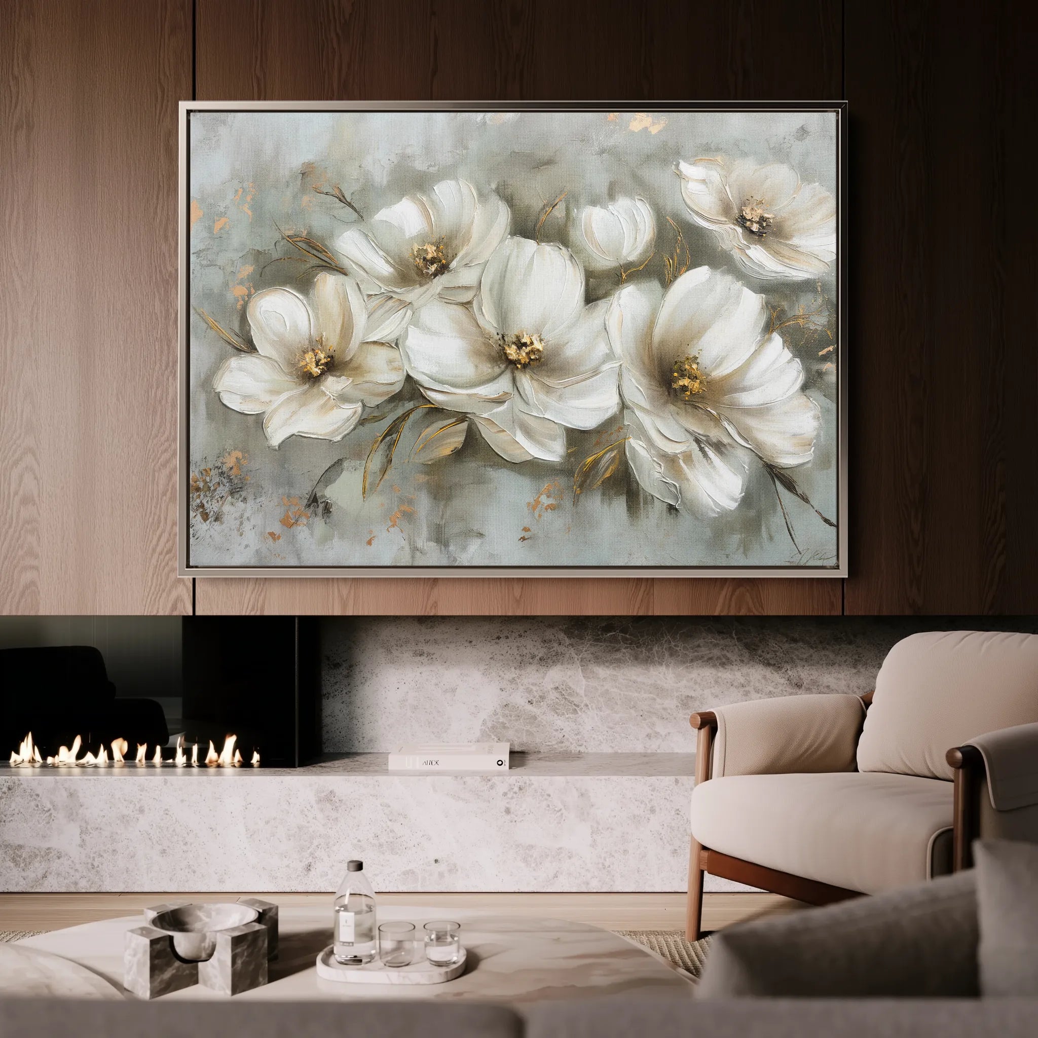 Floral 064 Canvas Art 18" x 24" / 45 x 60 cm / Black