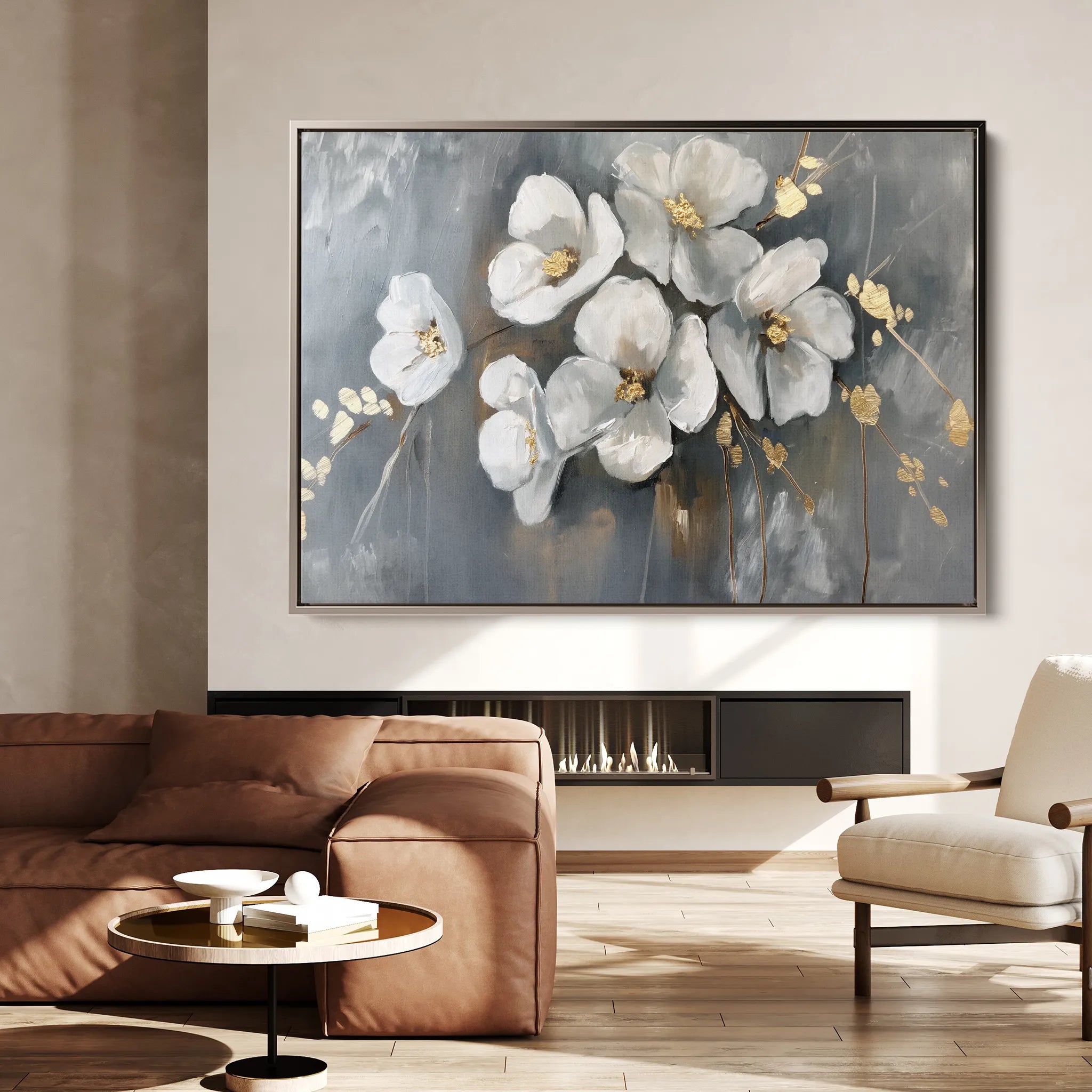 Floral 066 Canvas Art 18" x 24" / 45 x 60 cm / Black
