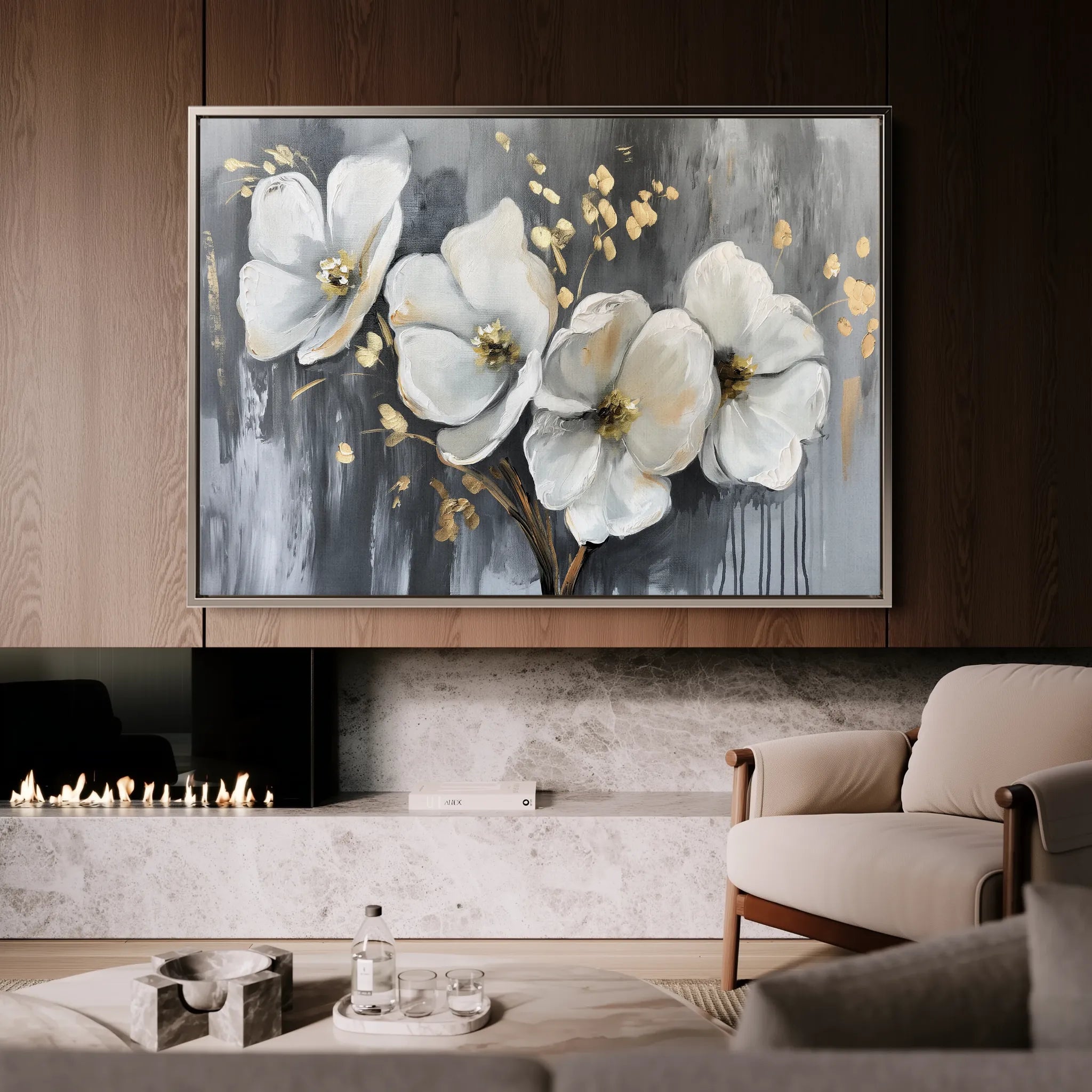 Floral 067 Canvas Art 18" x 24" / 45 x 60 cm / Black